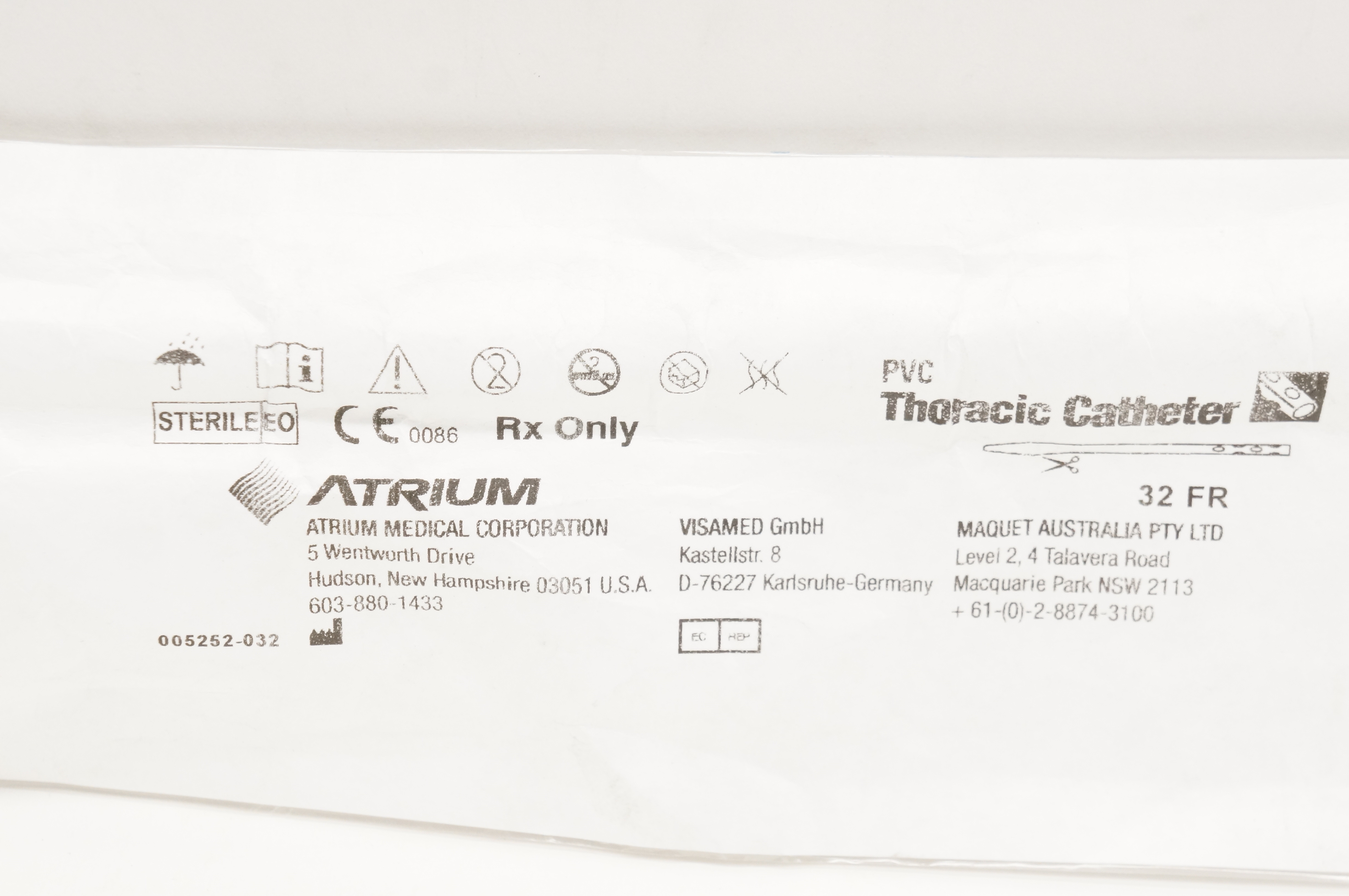 Atrium 8032 PVC Thoracic Cath. 32 Fr (x)