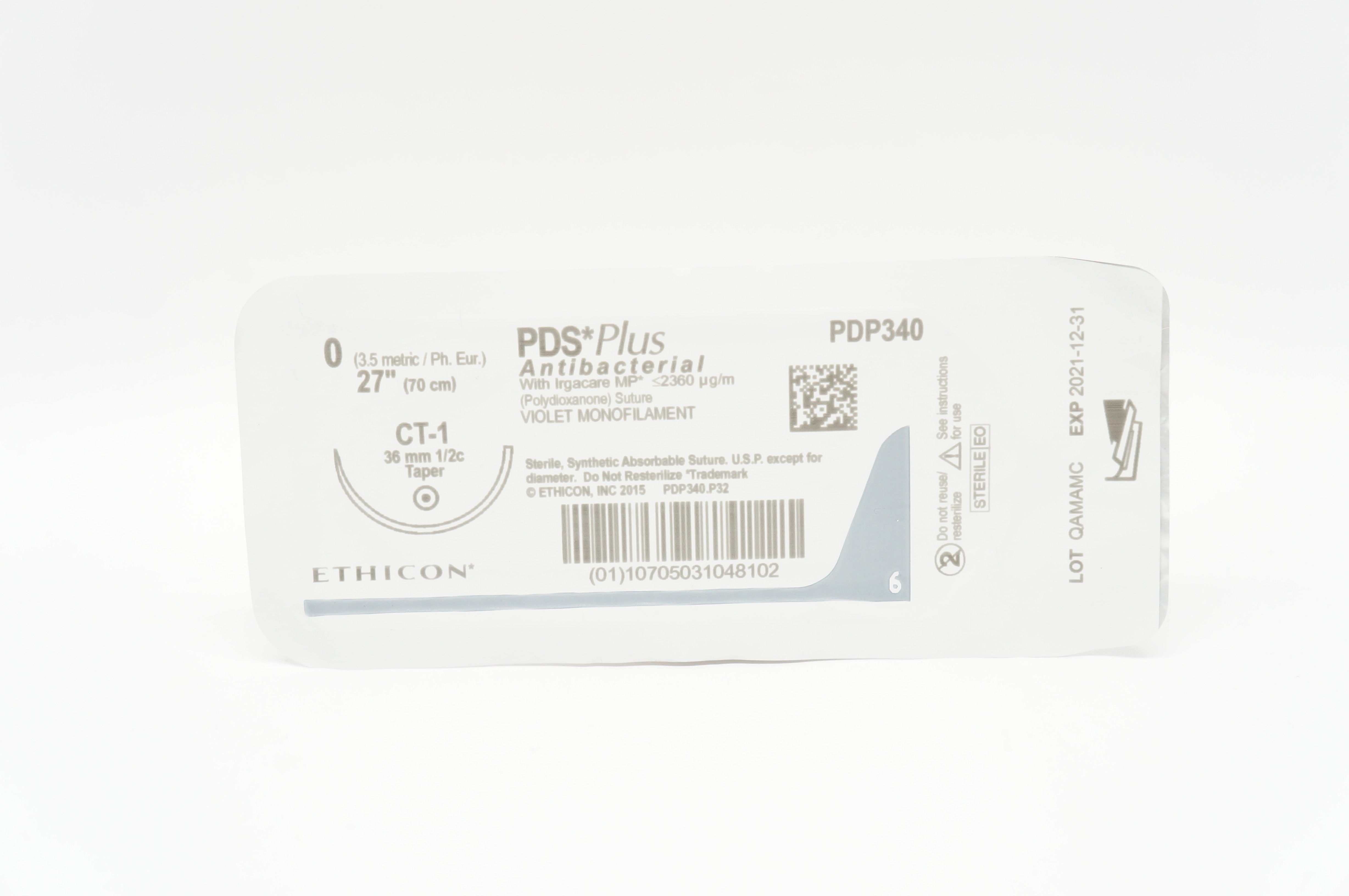 Ethicon PDP340 0 PDS Plus Antibacterial Stre CT-1 36mm 1/2c Taper, 27inch (x)