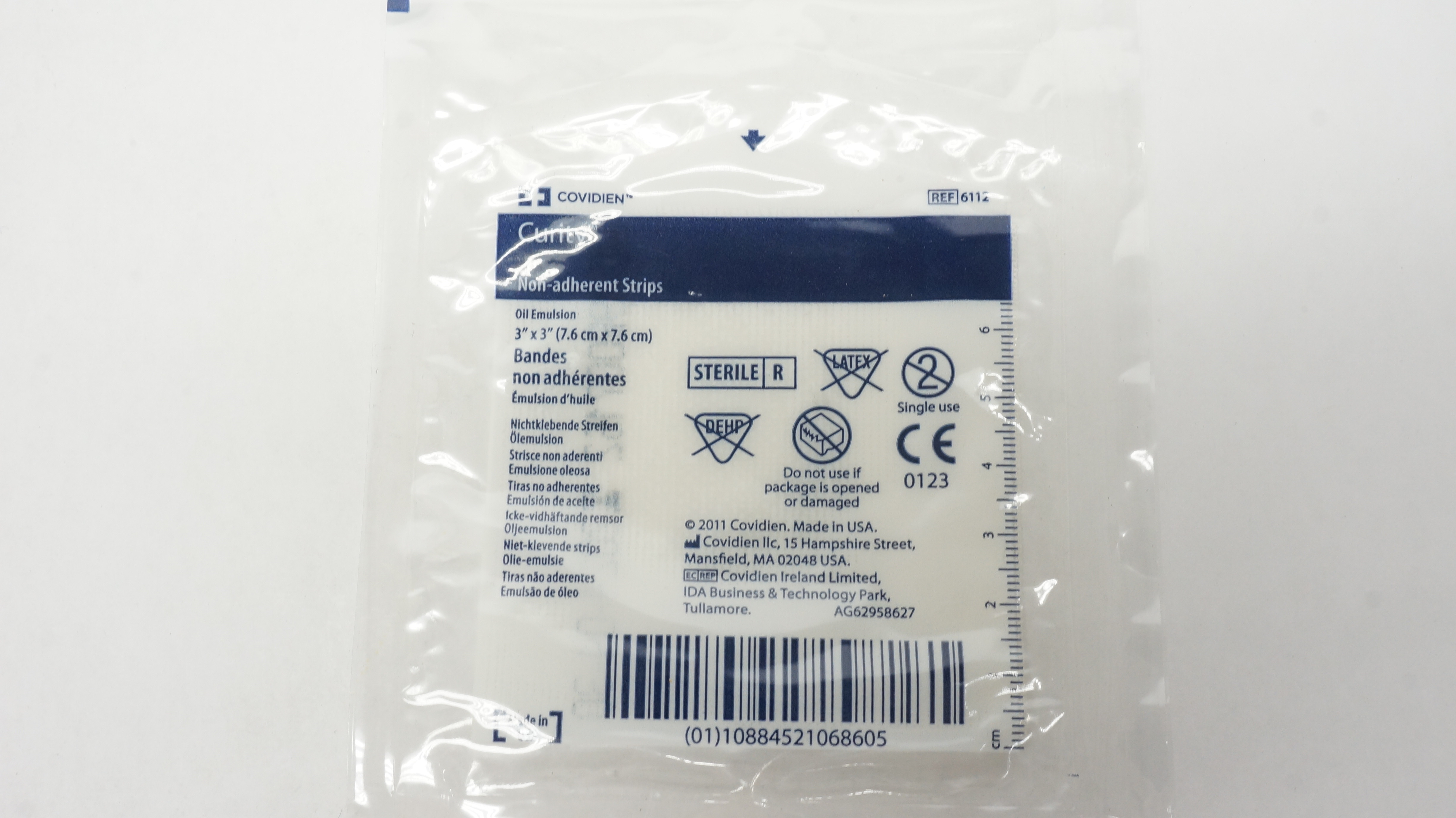 Covidien 6112 Curity Non-Adherent Strips Oil Emulsion 3 x 3 inch