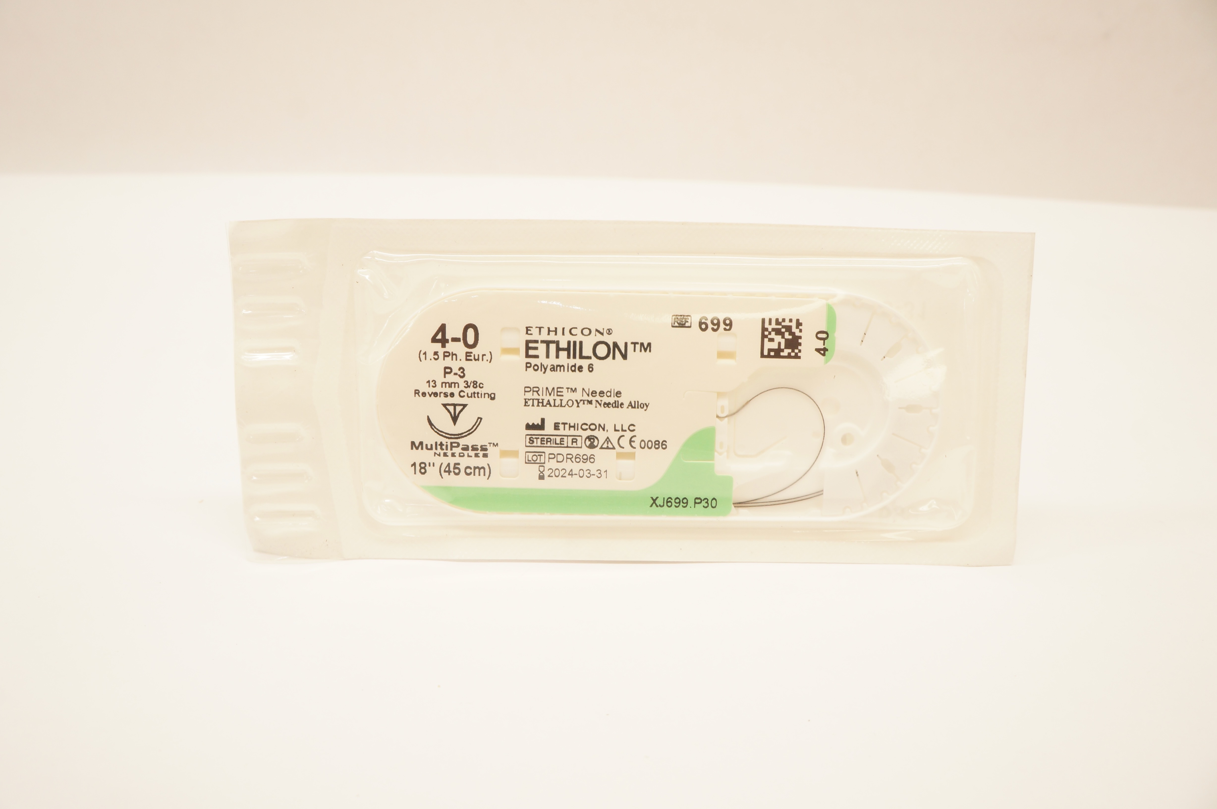 Ethicon 1669 3-0 ETHILON PS-2 19mm 3/8c Reverse Cutting 18inch
