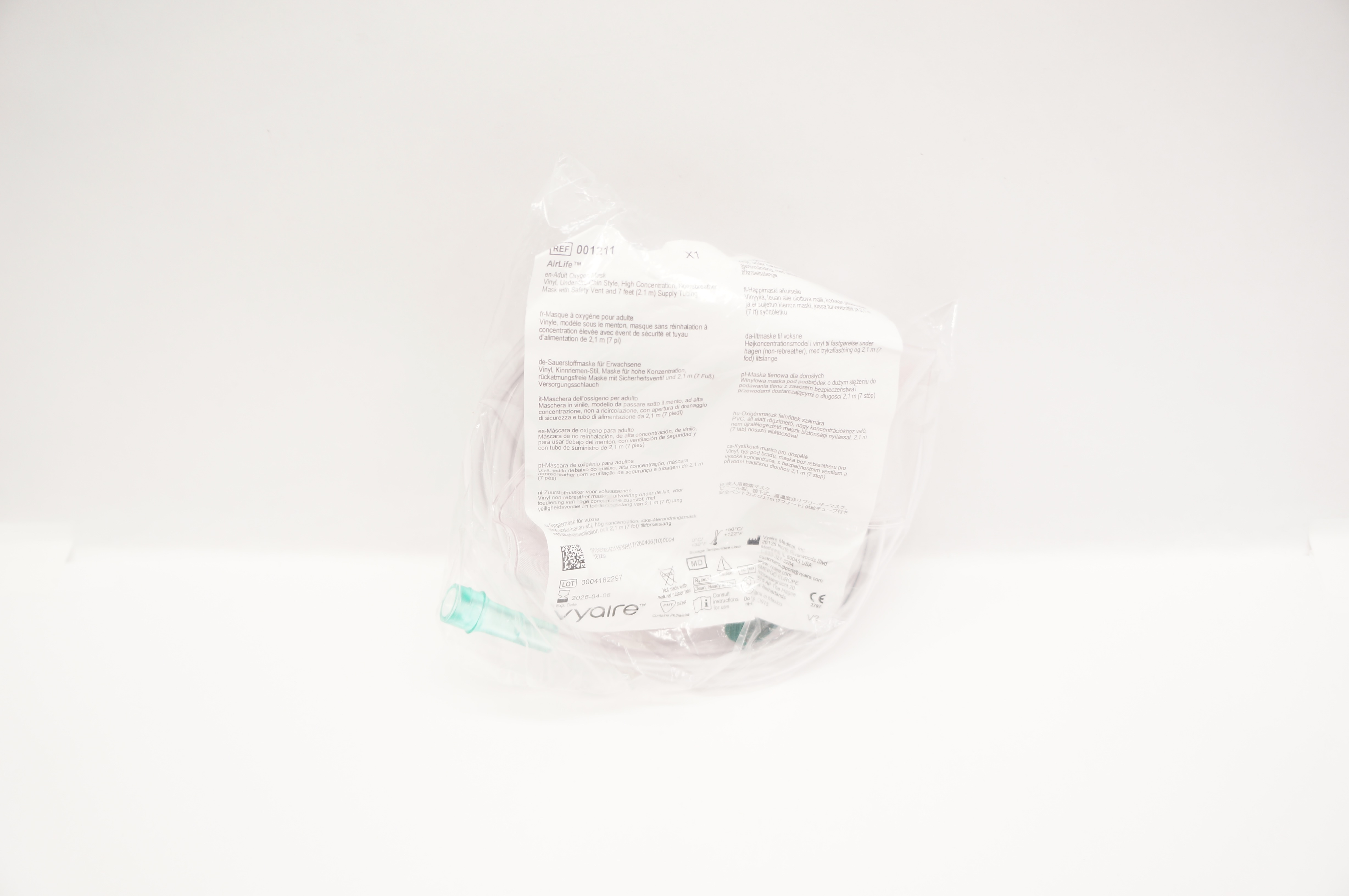 Vyaire Medical 001211 Adult Oxygen Mask Vinyl Under-the-Chin Style