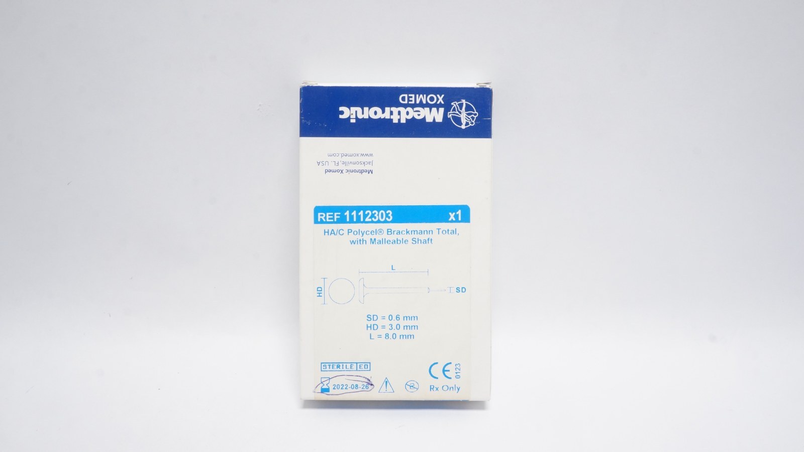 Medtronic Xomed 1112303 HA/C Polycel Brackmann Total SD 0.6mm HD 3.0mm L 8.0mm