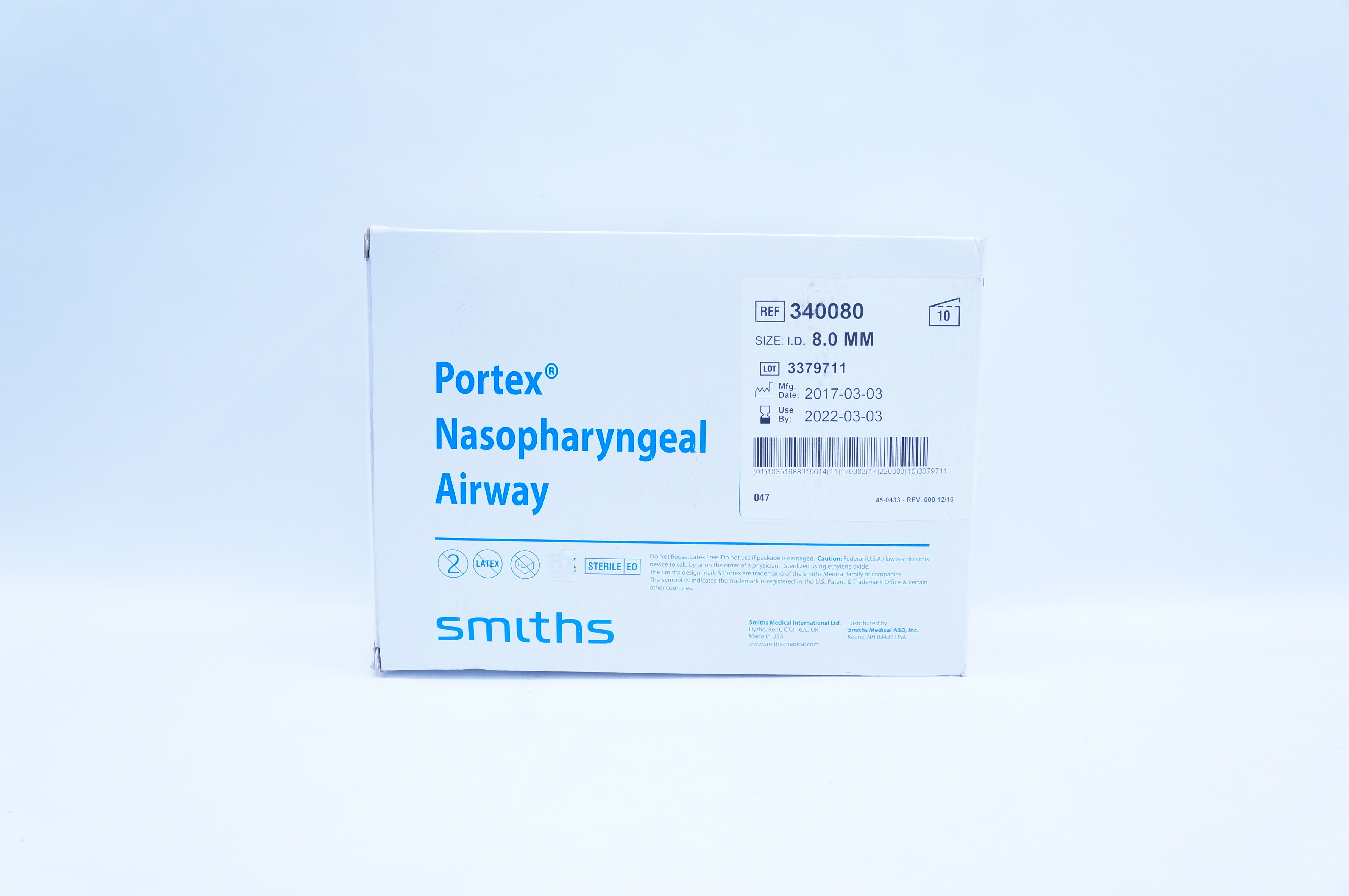 Smiths Medical 340080 Portex Nasopharyngeal Airway 8.0mm - Box of 10