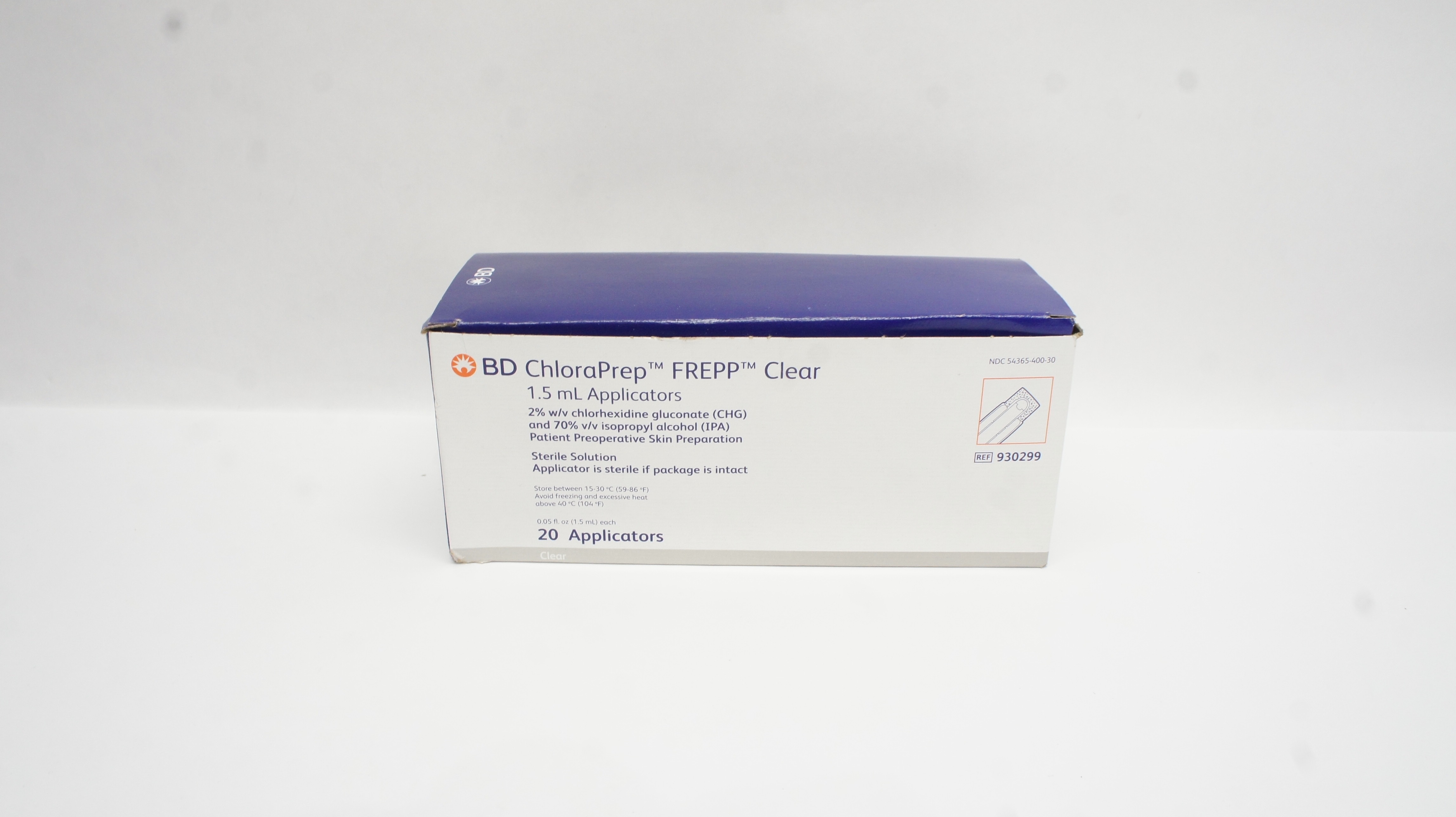 BD 930299 ChloraPrep FREPP Clear 1.5 mL Applicators - Box of 20