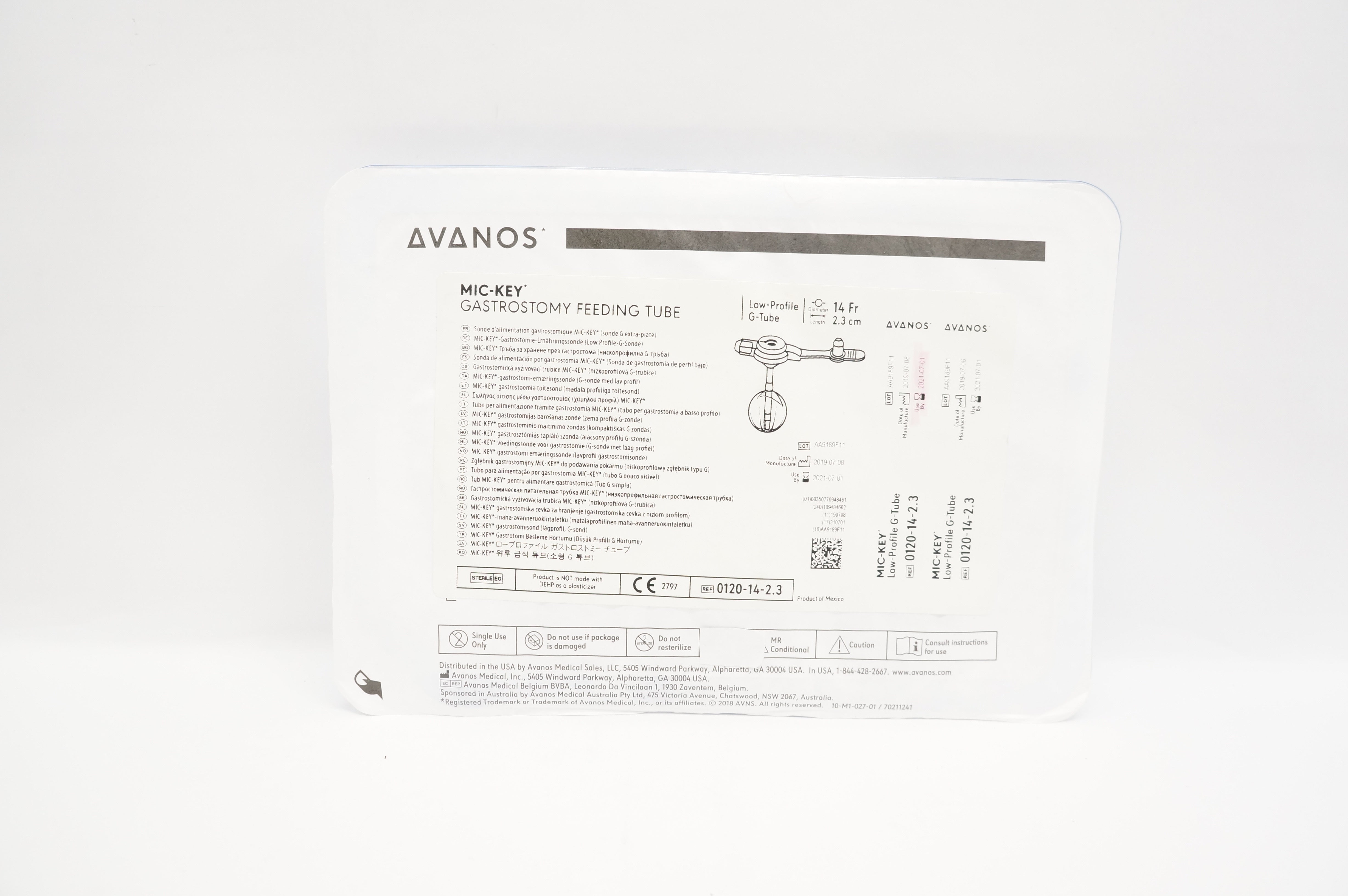 Avanos 0120-14-2.3 MIC-KEY Gastrostomy Feeding Tube 14Fr x 2.3 cm (x)