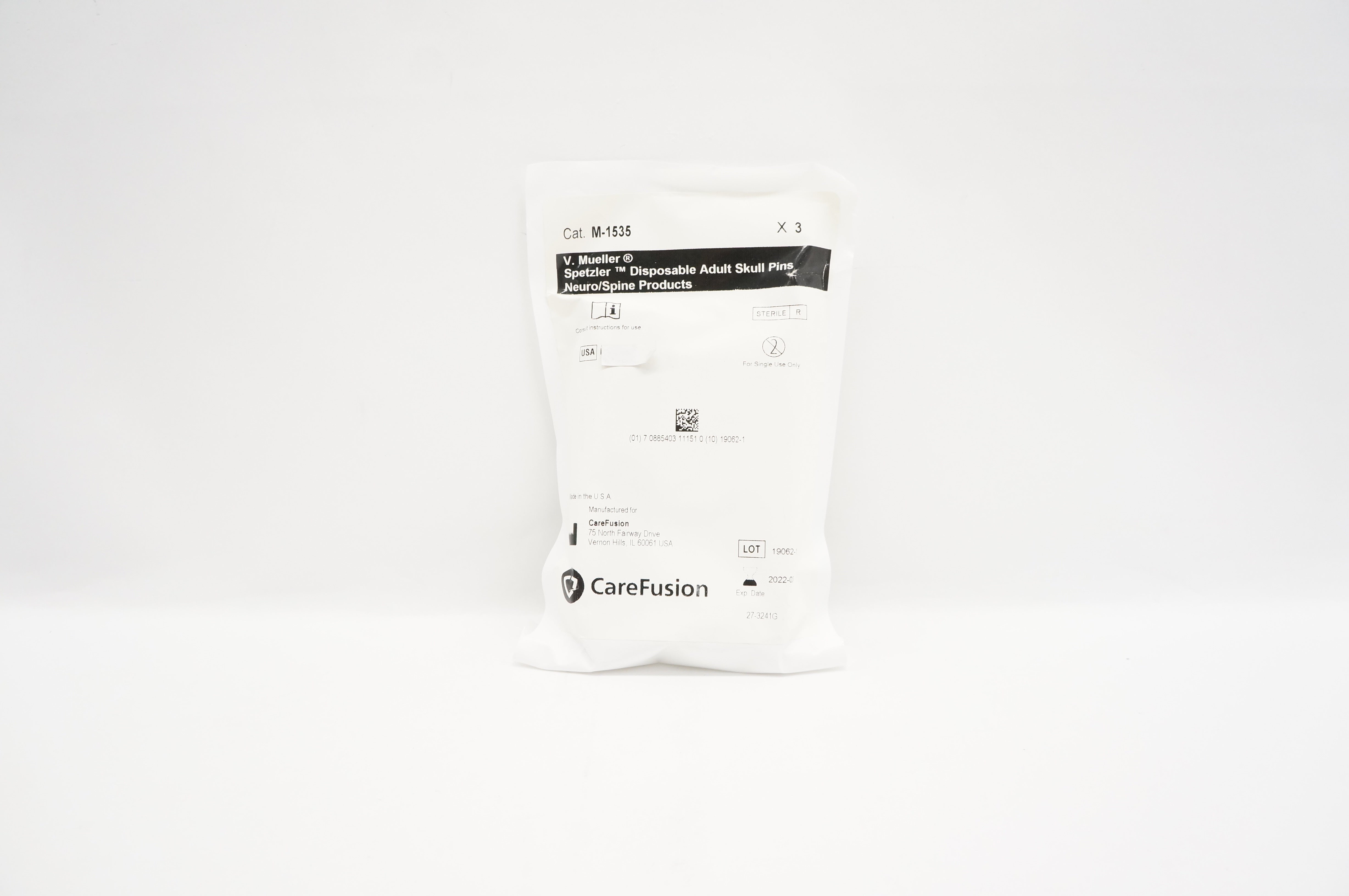 CareFusion M-1535 V.Mueller Spetzler Disposable Adult Skull Pins - Pack of 3