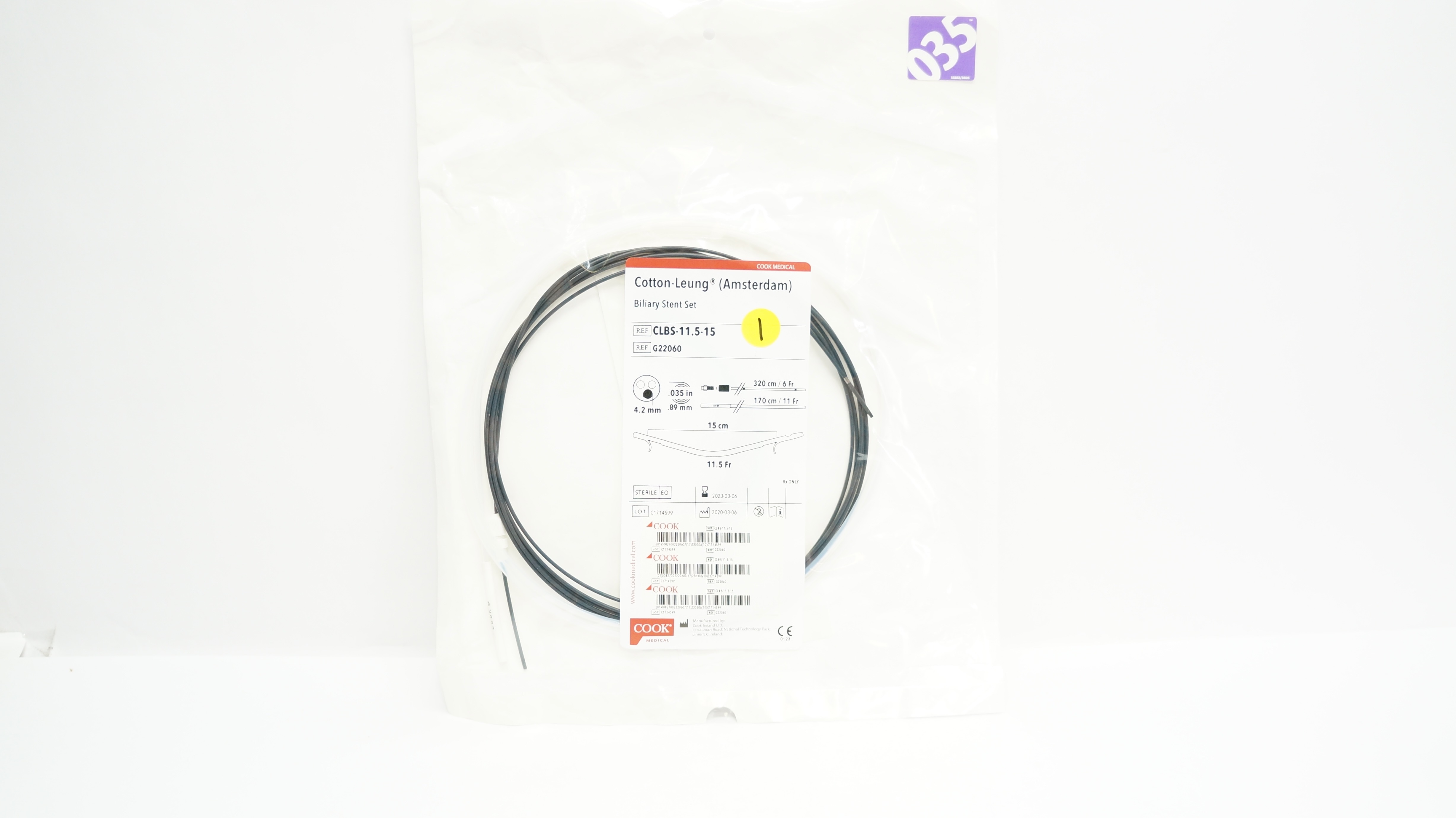 Cook Medical G22060 Cotton-Leung Biliary Stent Set 15cm 11.5Fr (x)