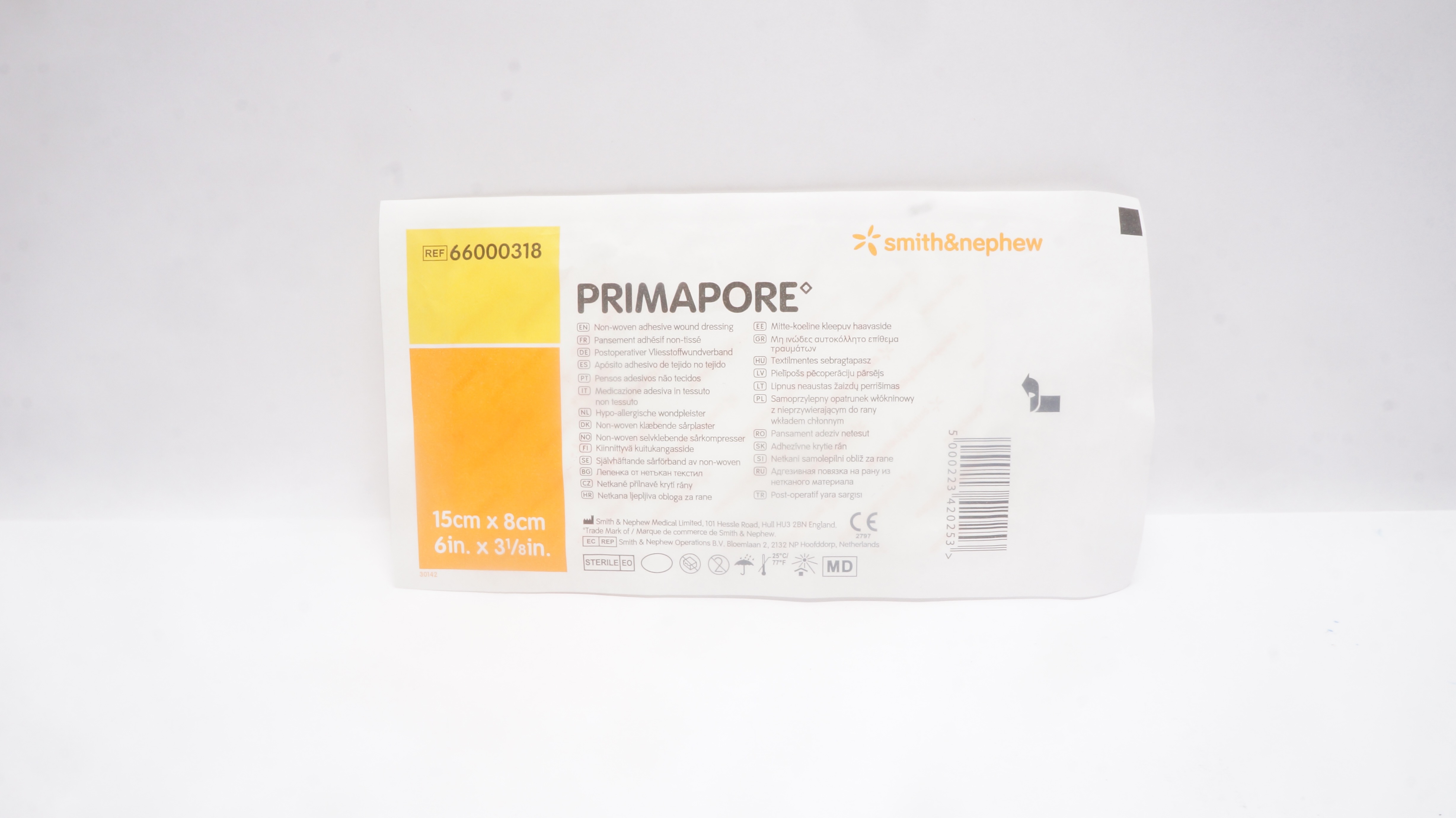 Smith&Nephew 66000318 PRIMAPORE Non-Woven Adhesive Wound Dressing 6 x 3-1/8inch