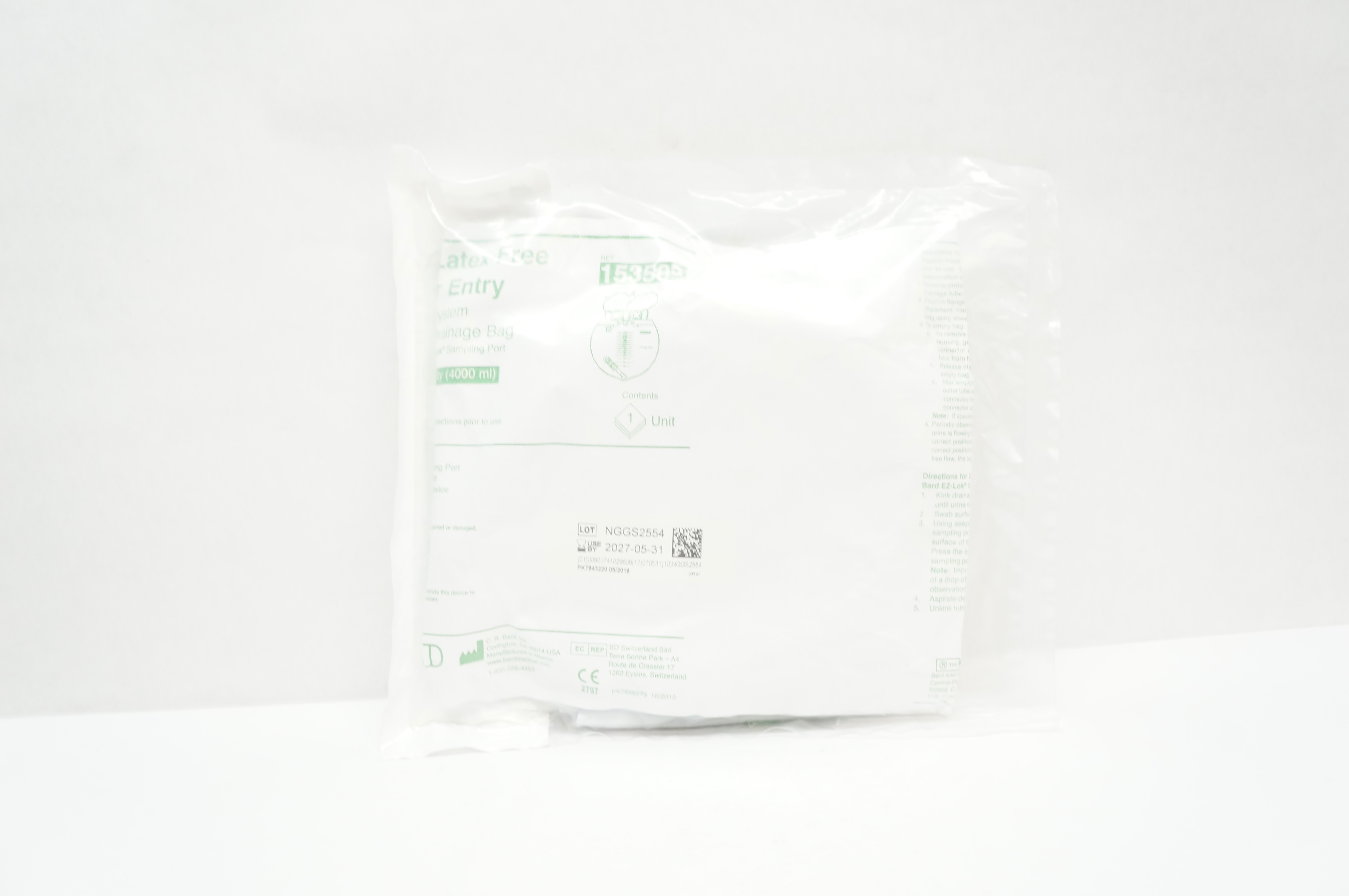 Bard 153509 Ceneter Entry Closed System Urinary Drainage Bag 4000 ml