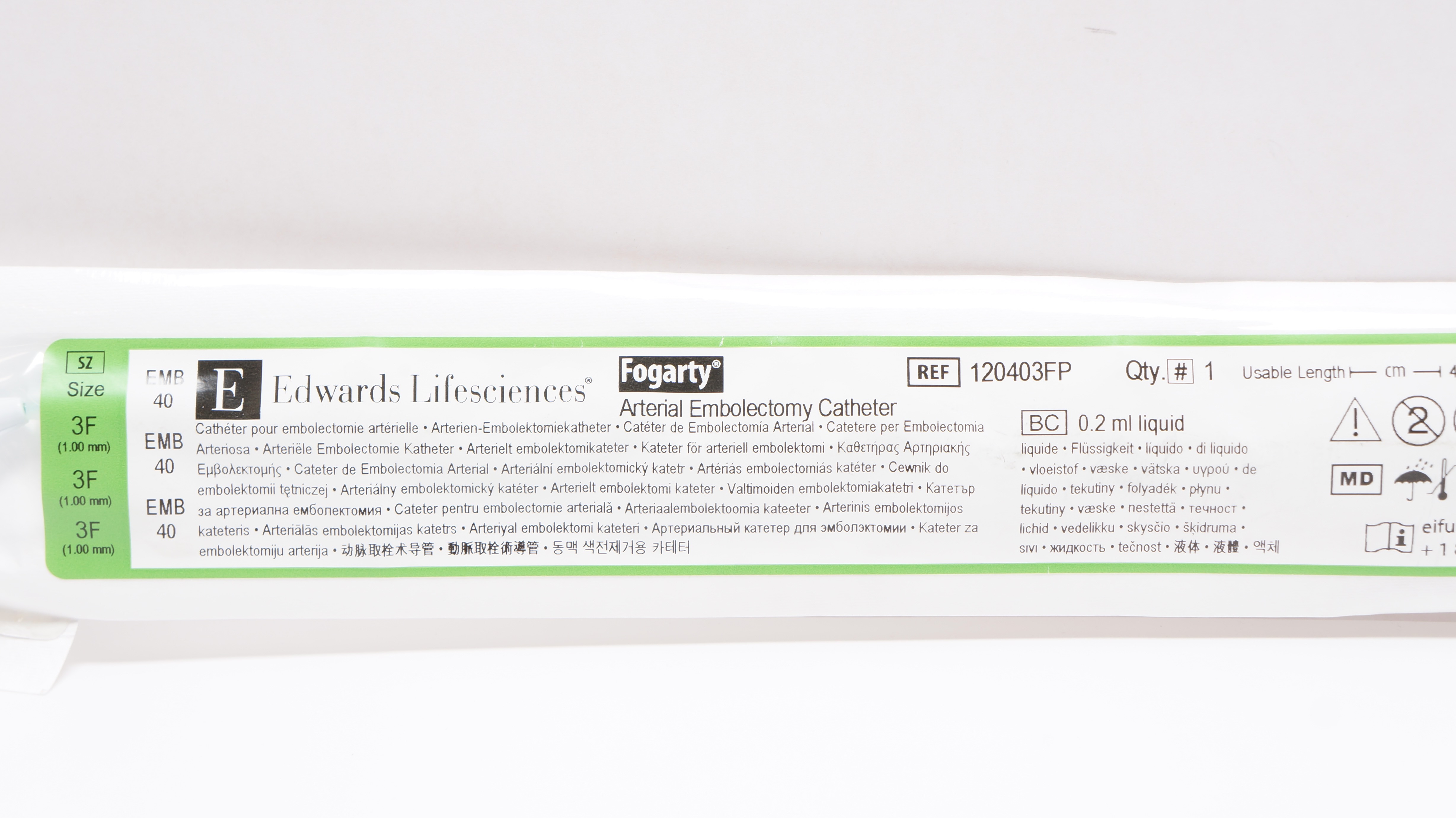 Edwards Lifesciences 120403FP Fogarty Arterial Embolectomy Cath. 3F x 40cm (x)