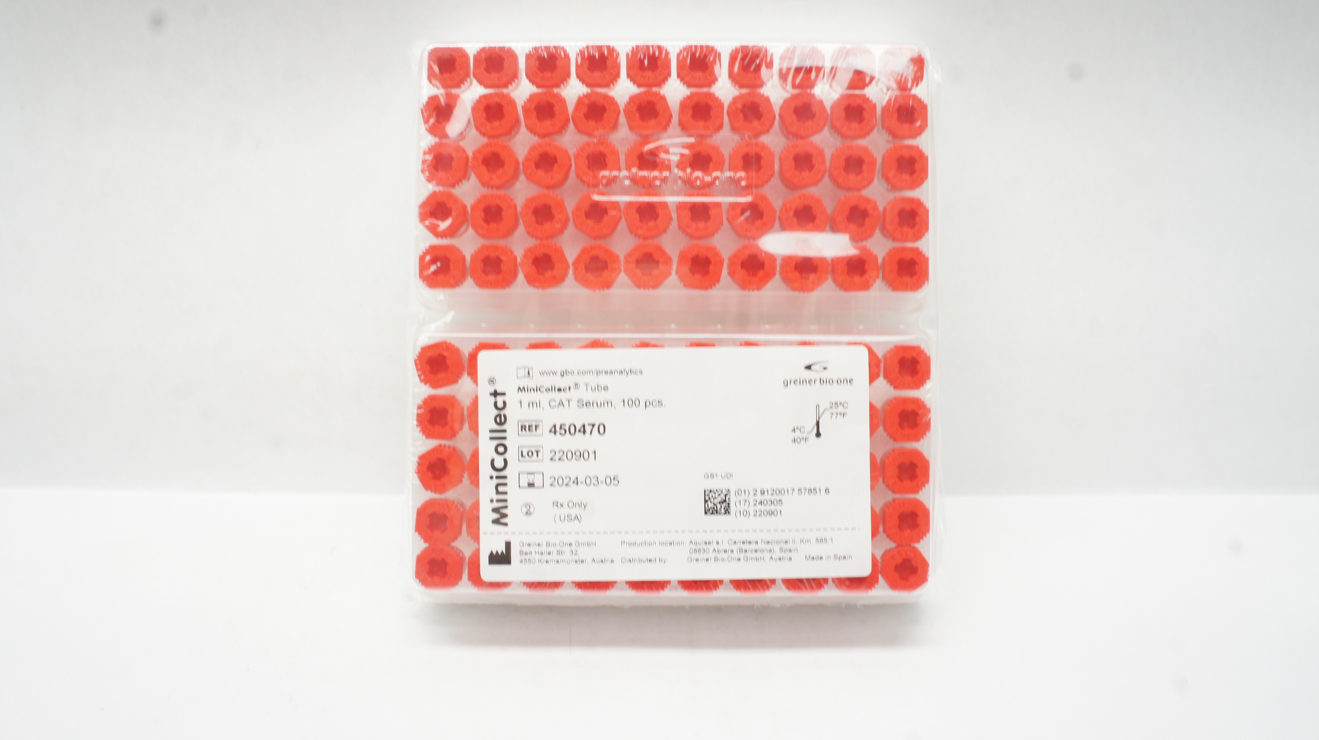 Greiner Bio-One 450470 MiniCollect Tube 1 ml CAT Serum (x) - Pack of 100
