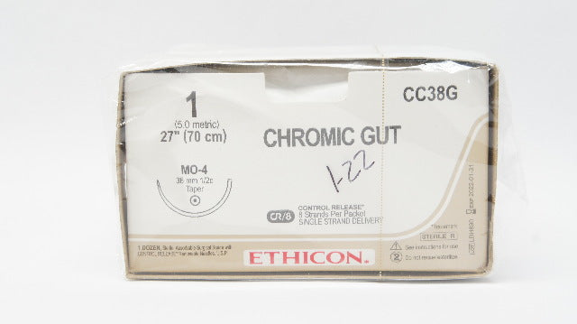 Ethicon CC38G 1 Cromic Gut MO-4 36mm 1/2c Taper (x) - Box of 12