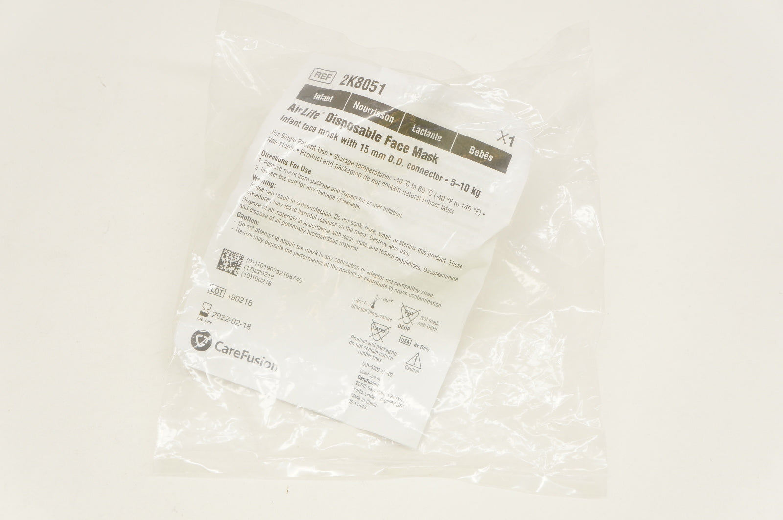 CareFusion 2K8051 Airlife Disposable Face Mask 5-10kg