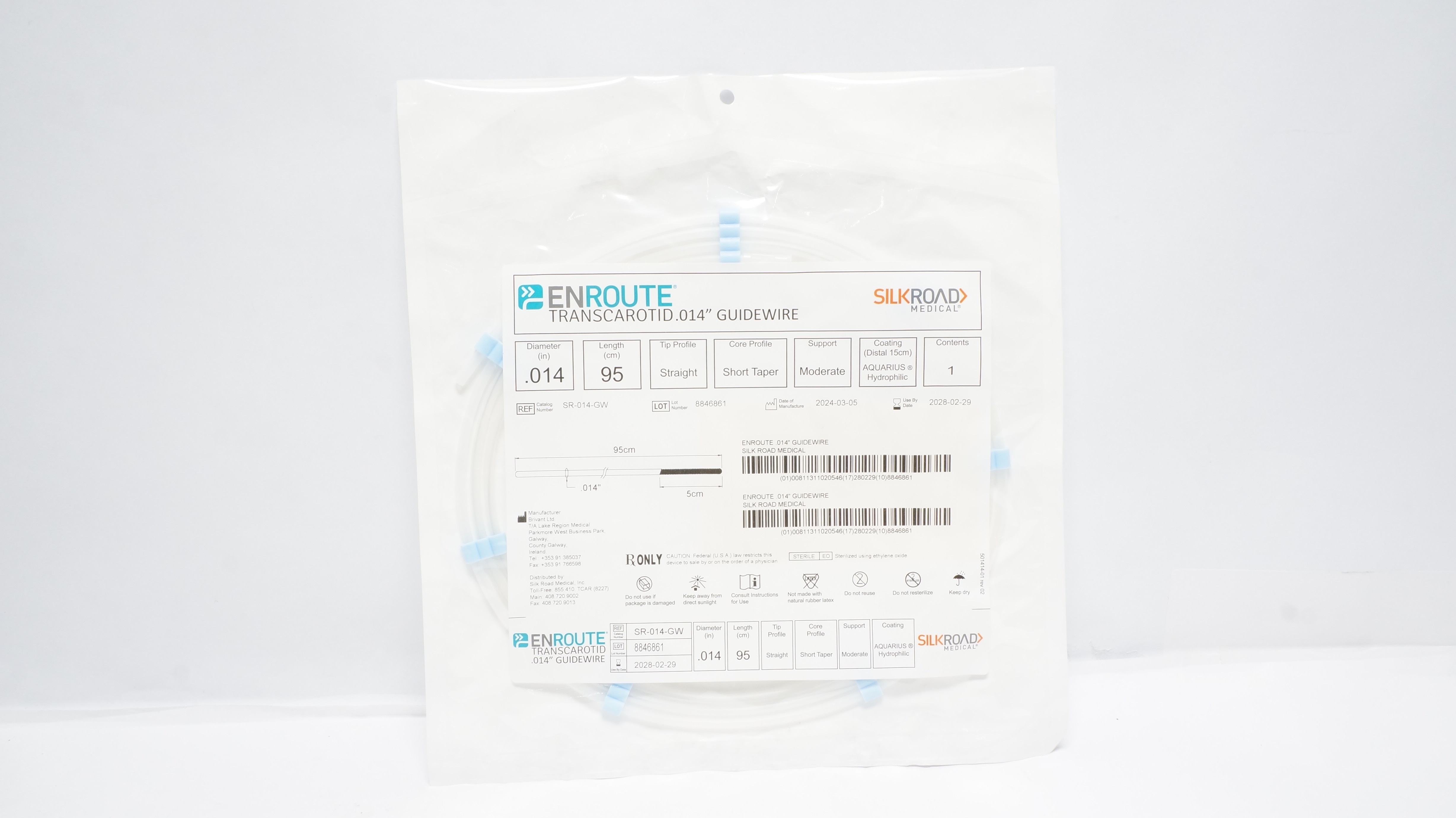SILK ROAD MEDICAL SR-014-GW ENROUTE Transcarotid Guidewire, Straight Tip, .014in