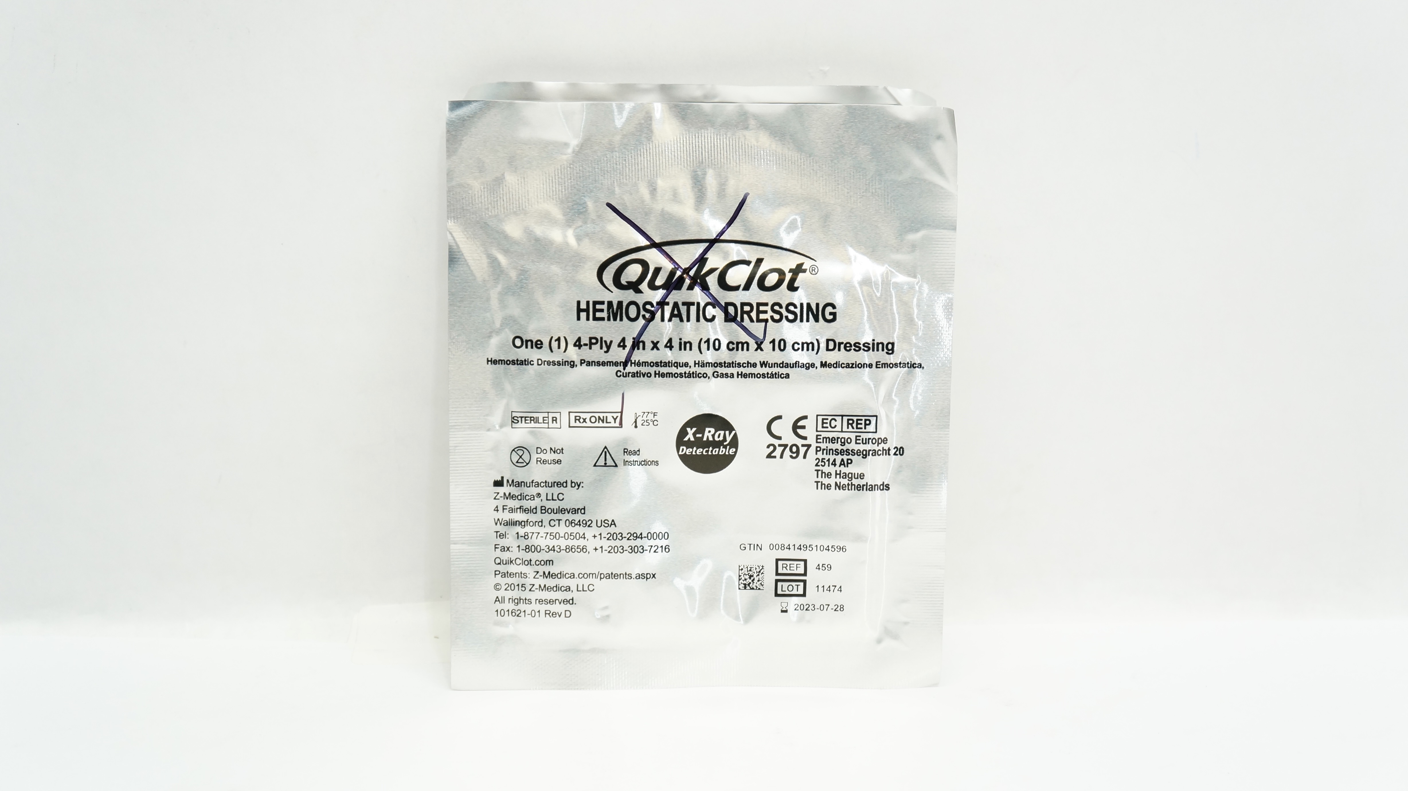 Z-Medica 459 QuikClot Hemostatic Dressing, 4-Ply 4inch x 4inch (x)