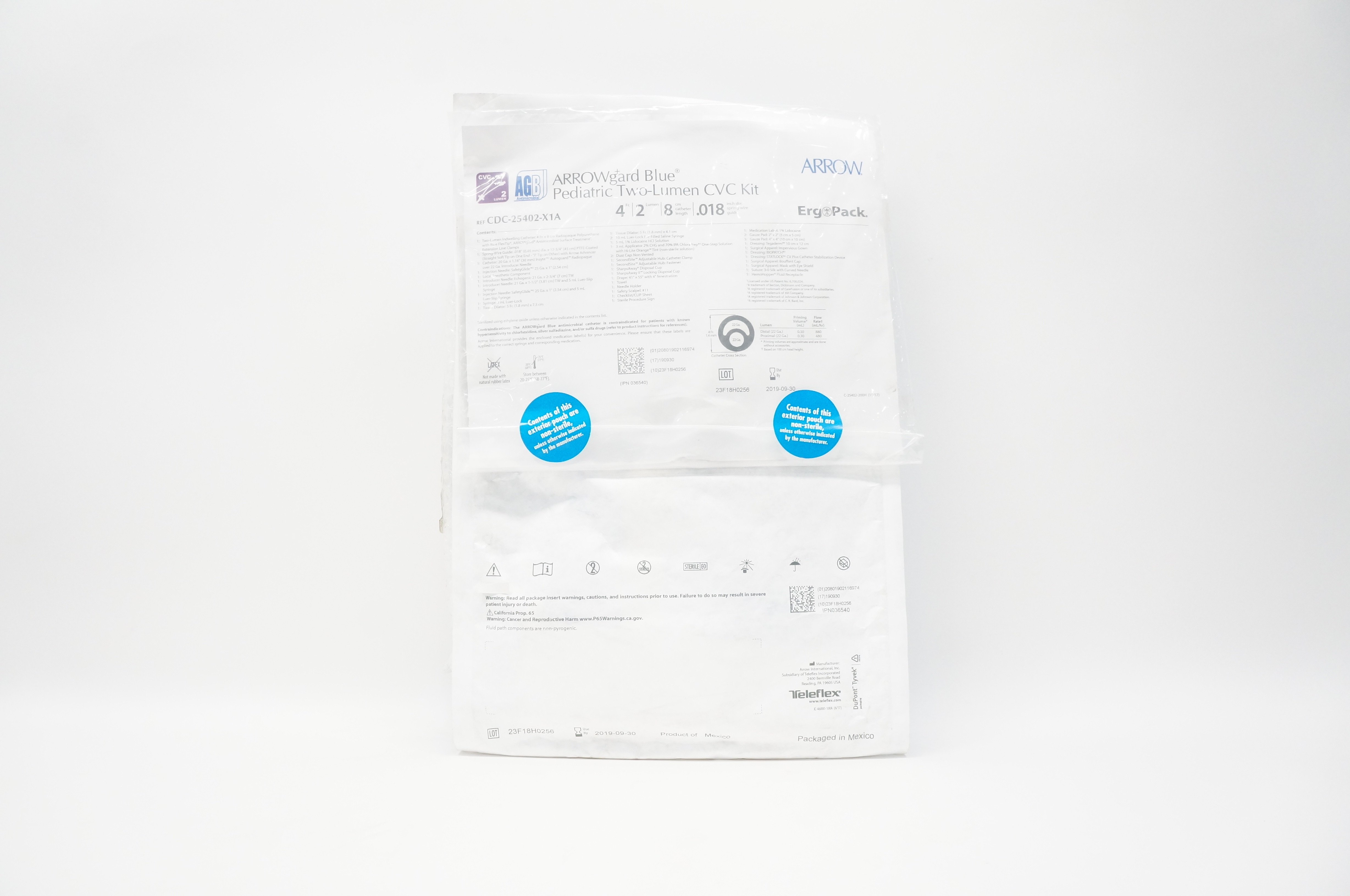 Arrow CDC-25402-X1A AGB Pediatric Two-Lumen CVC Kit 4Fr. x 8cm x .018inch (x)