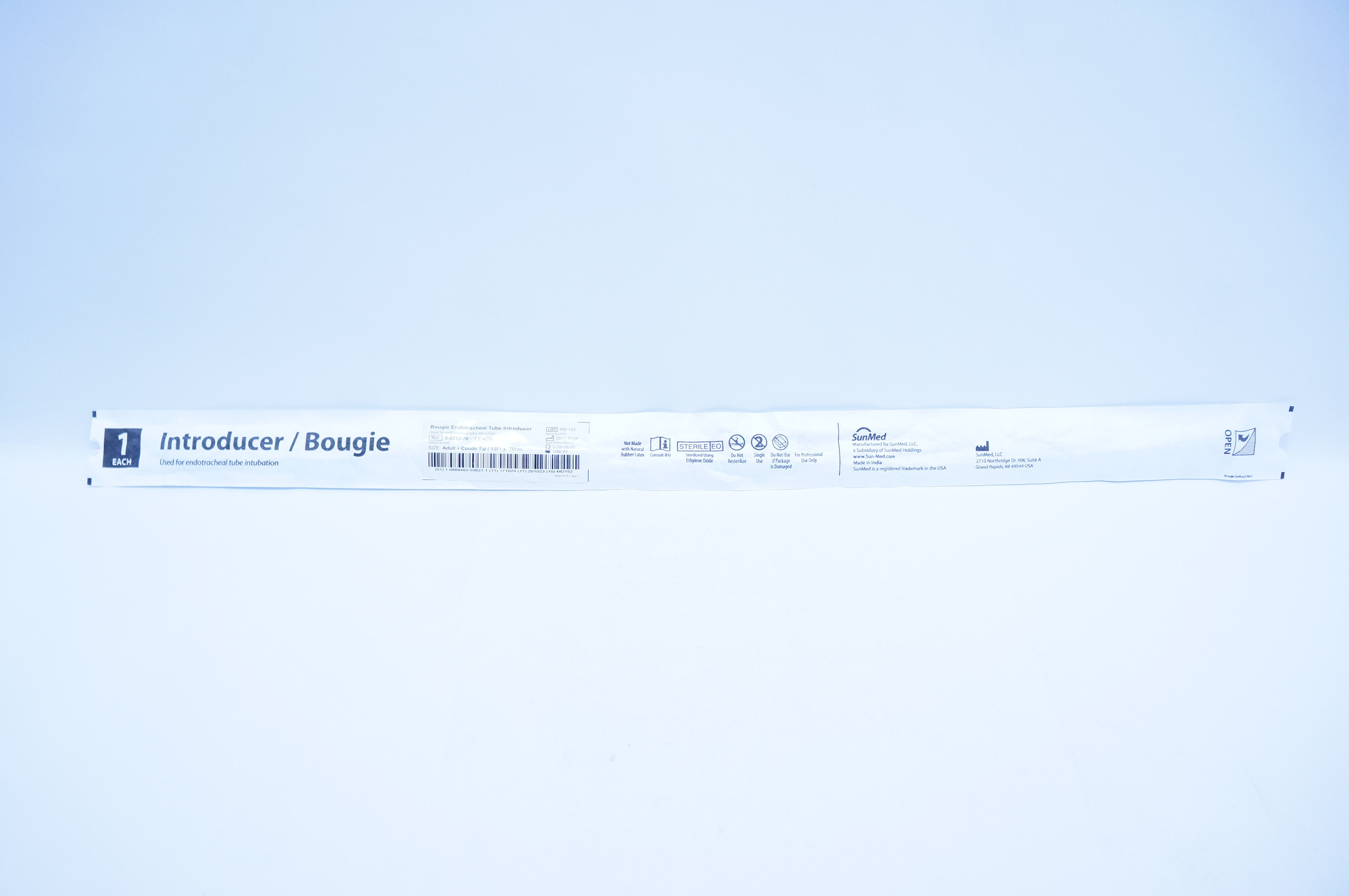 SunMed 9-0212-70 Bougie Endotracheal Tube Introducer Adult 15Fr x 70cm (x)