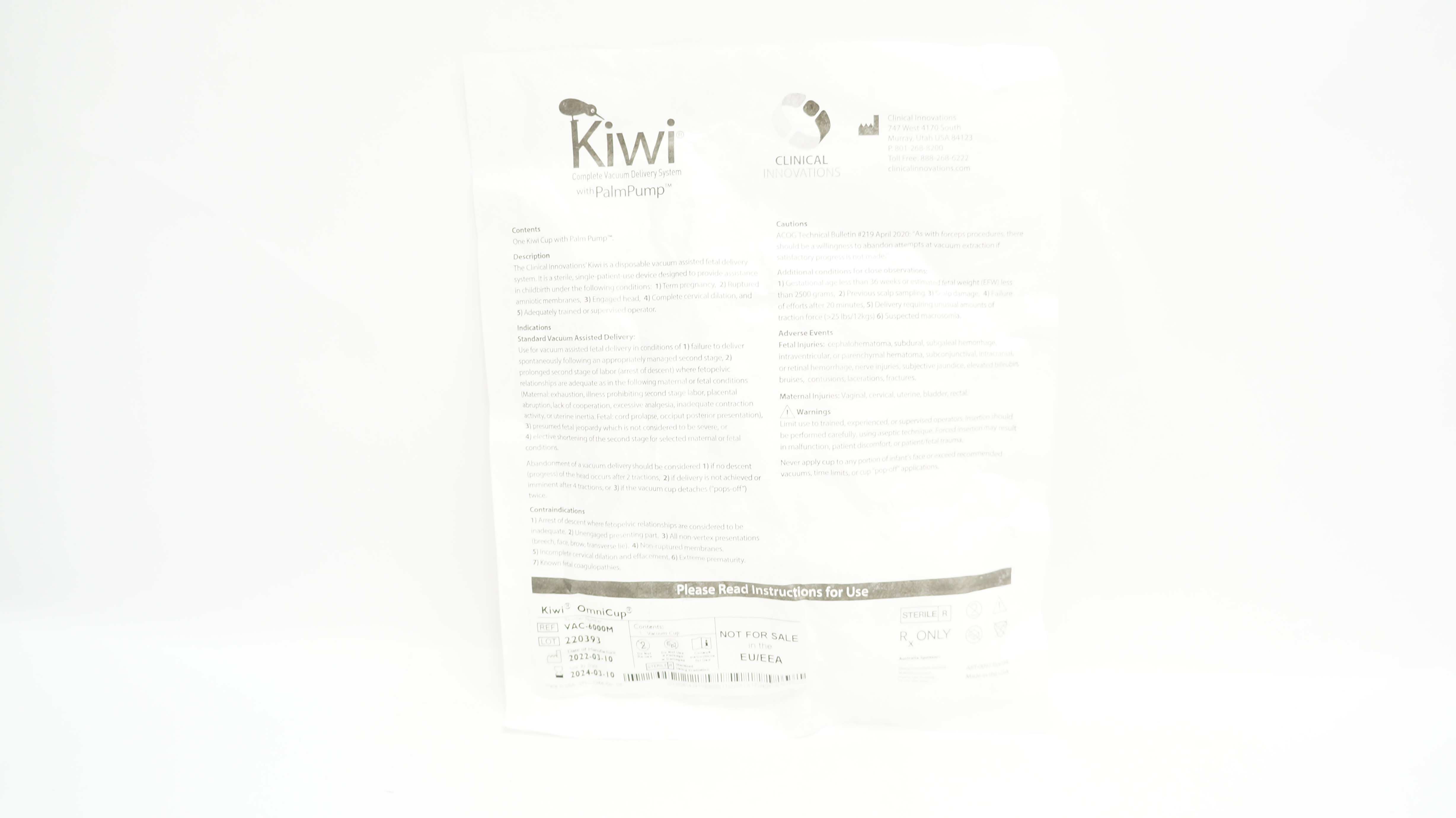 Clinical Innovations VAC-6000M Kiwi Omni Cup Vacuum Delivery System w/PalmPump