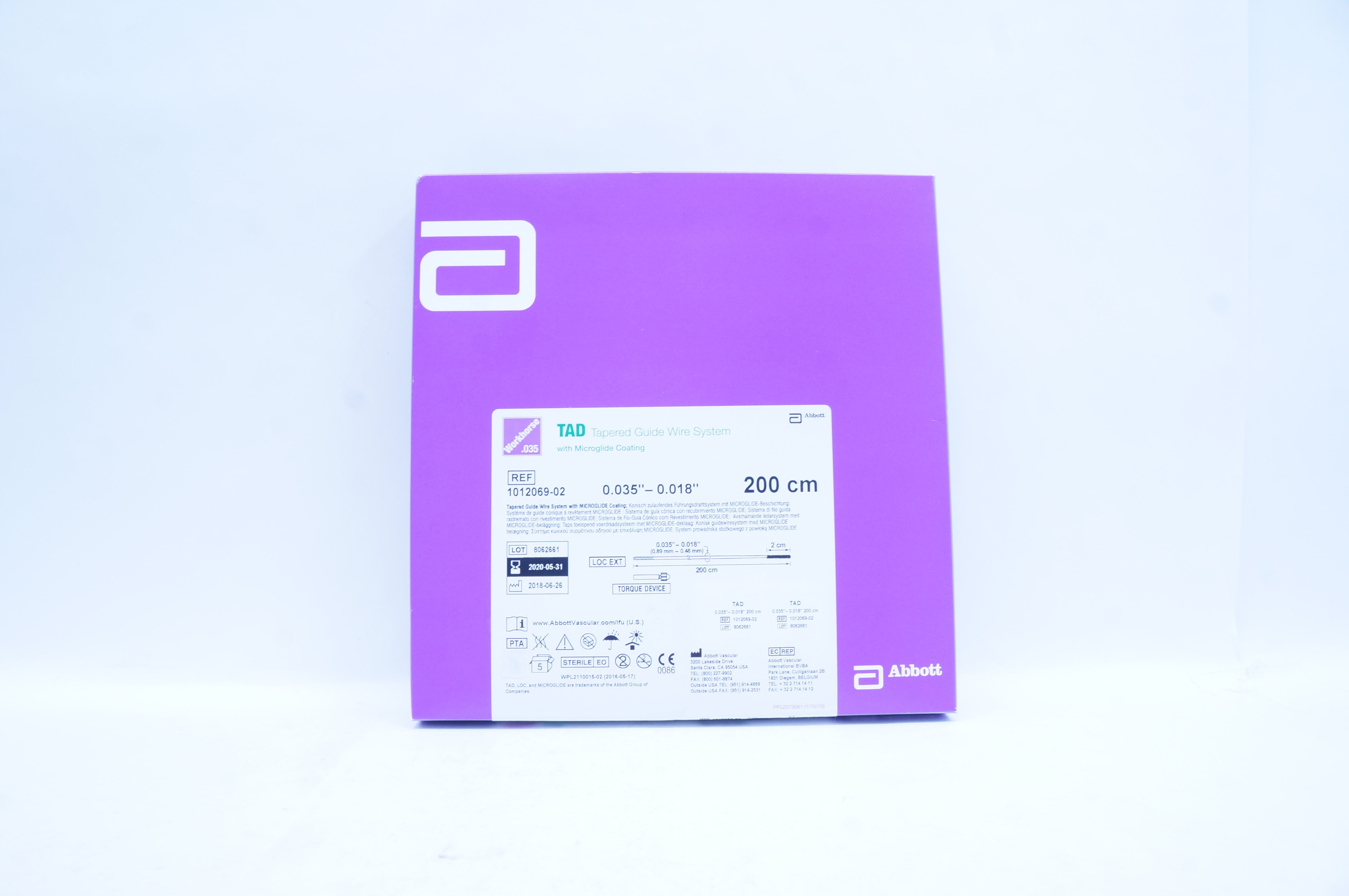 Abbott 1012069-02 Tapered Guide Wire System 0.035inx0.018inx200cm(x)-Box of 5