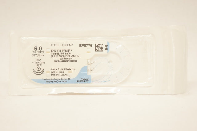 Ethilon EP8776 6-0 Prolene Blue 4X30" BV EVP Cardiovascular Ndle. (x)