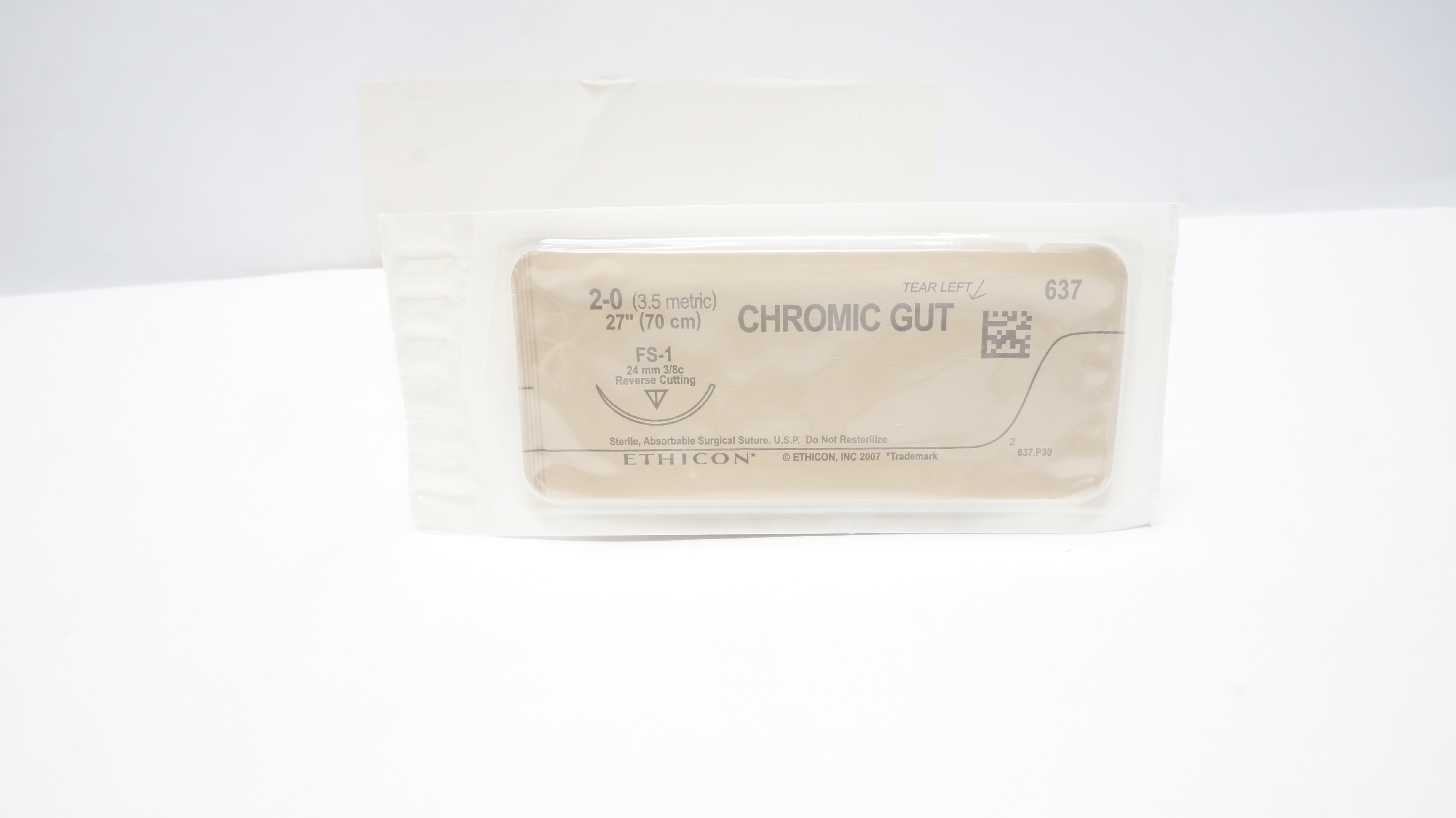 Ethicon 637 2-0 CHROMIC GUT FS-1 24mm 3/8c Reverse Cutting 27in. (x)