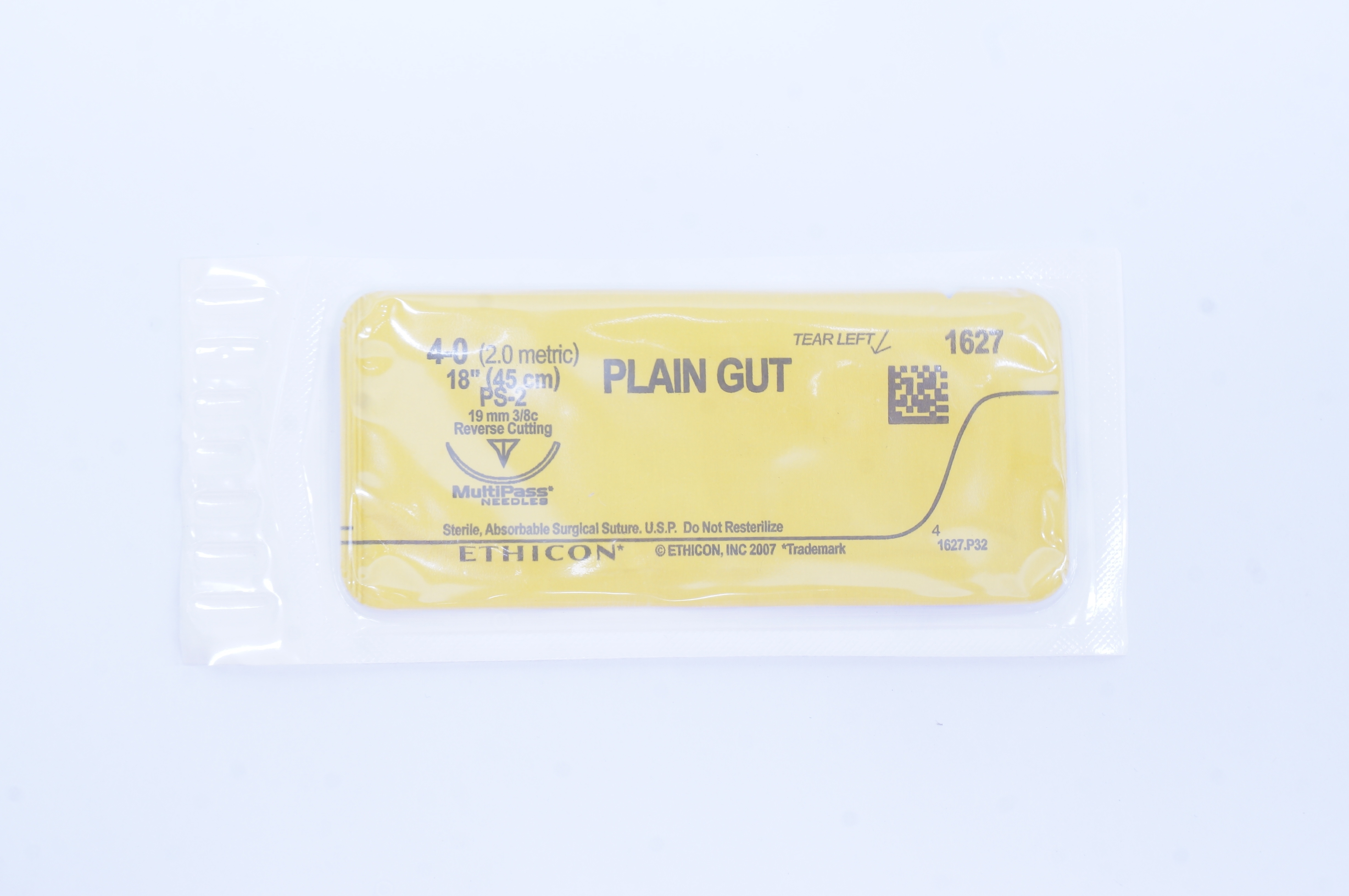 Ethicon 1627 4-0 Plain Gut PS-2 19mm 3/8c Reverse Cutting, 18 inch (x)
