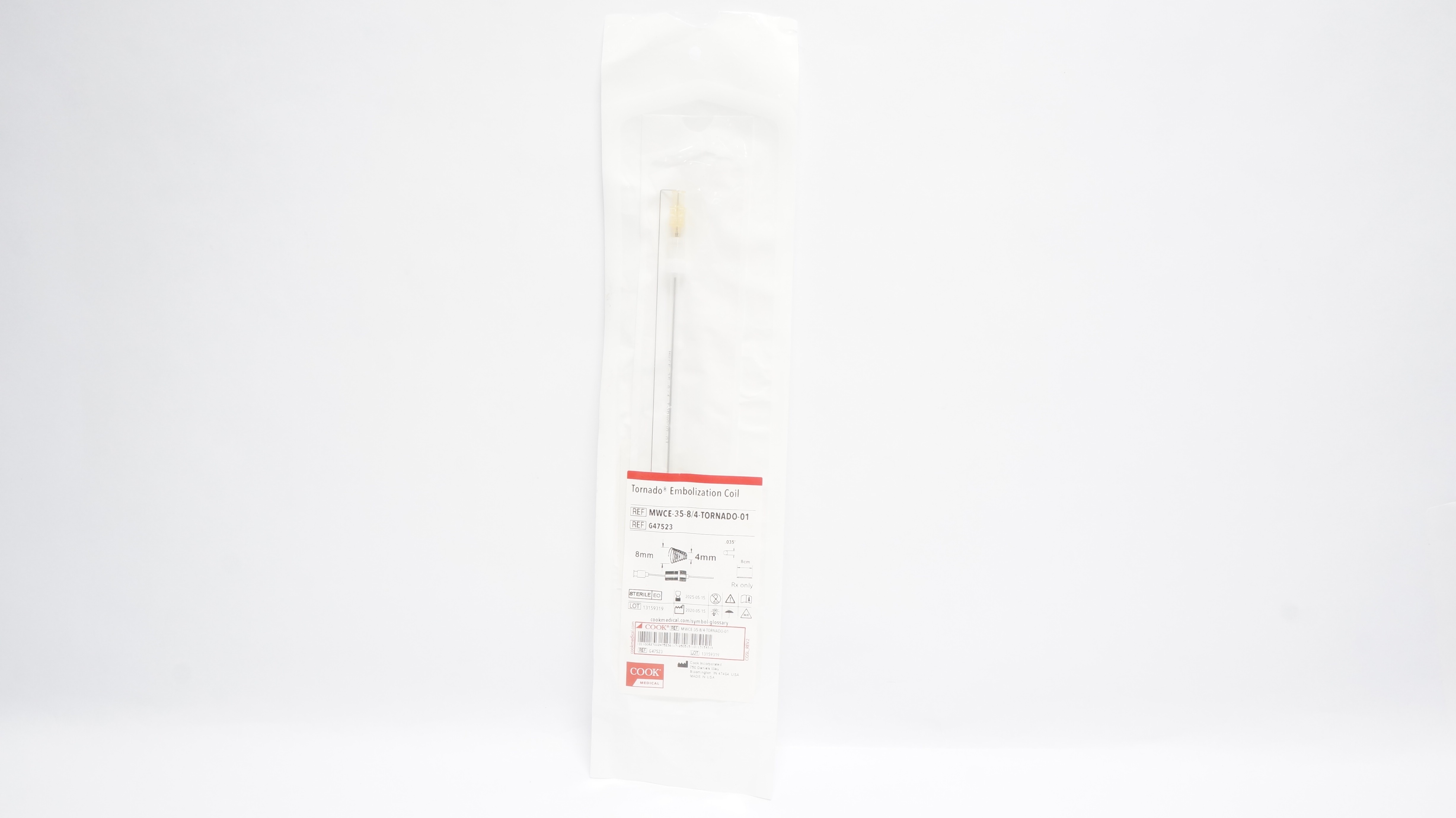 COOK G47523 Tornado Embolization Coil, 8 to 4 mm dia. x 8 cm x .035inch (x)
