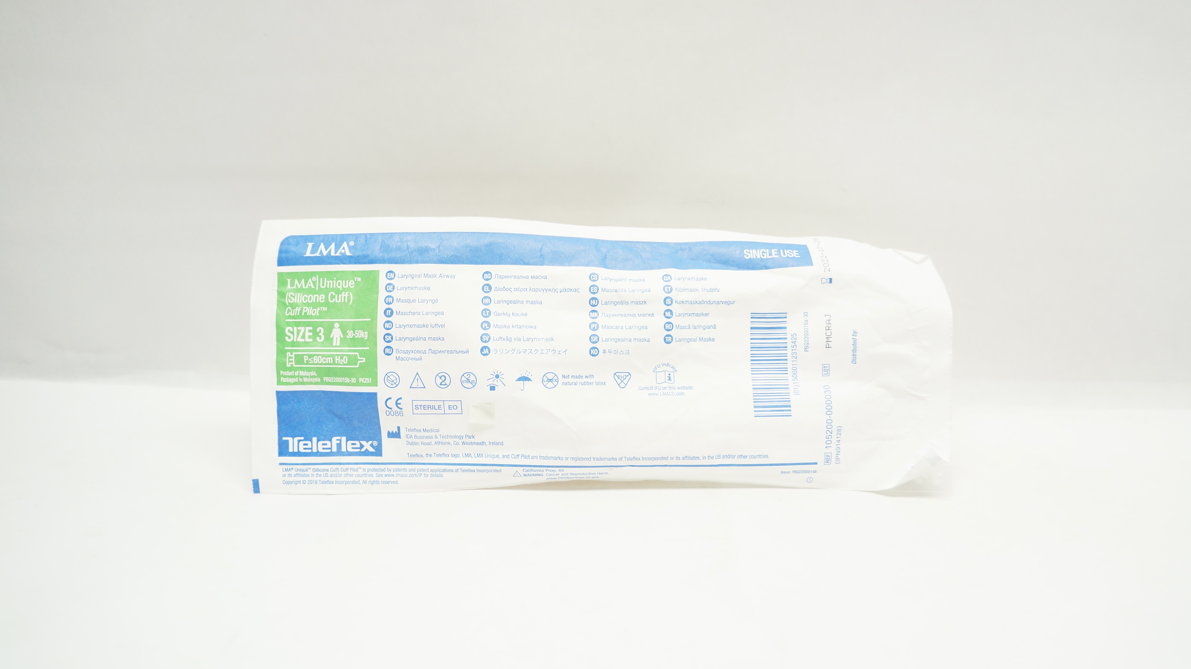 Teleflex 105200-000030 LMA Unique Laryngeal Mask Airway Size 3 30-50kg (x)