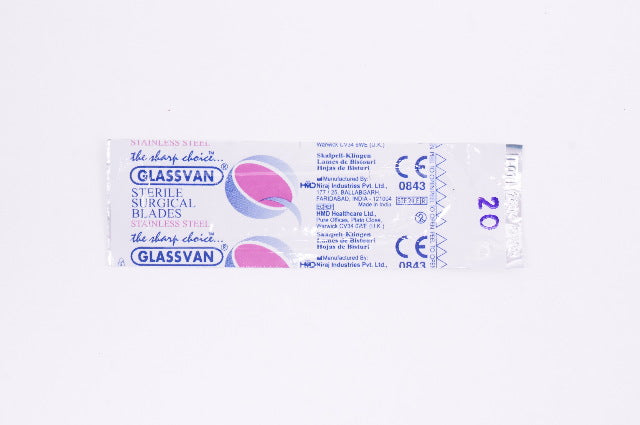 HMD GLASSVAN Sterile Surgical Blades Stainless Steel 20
