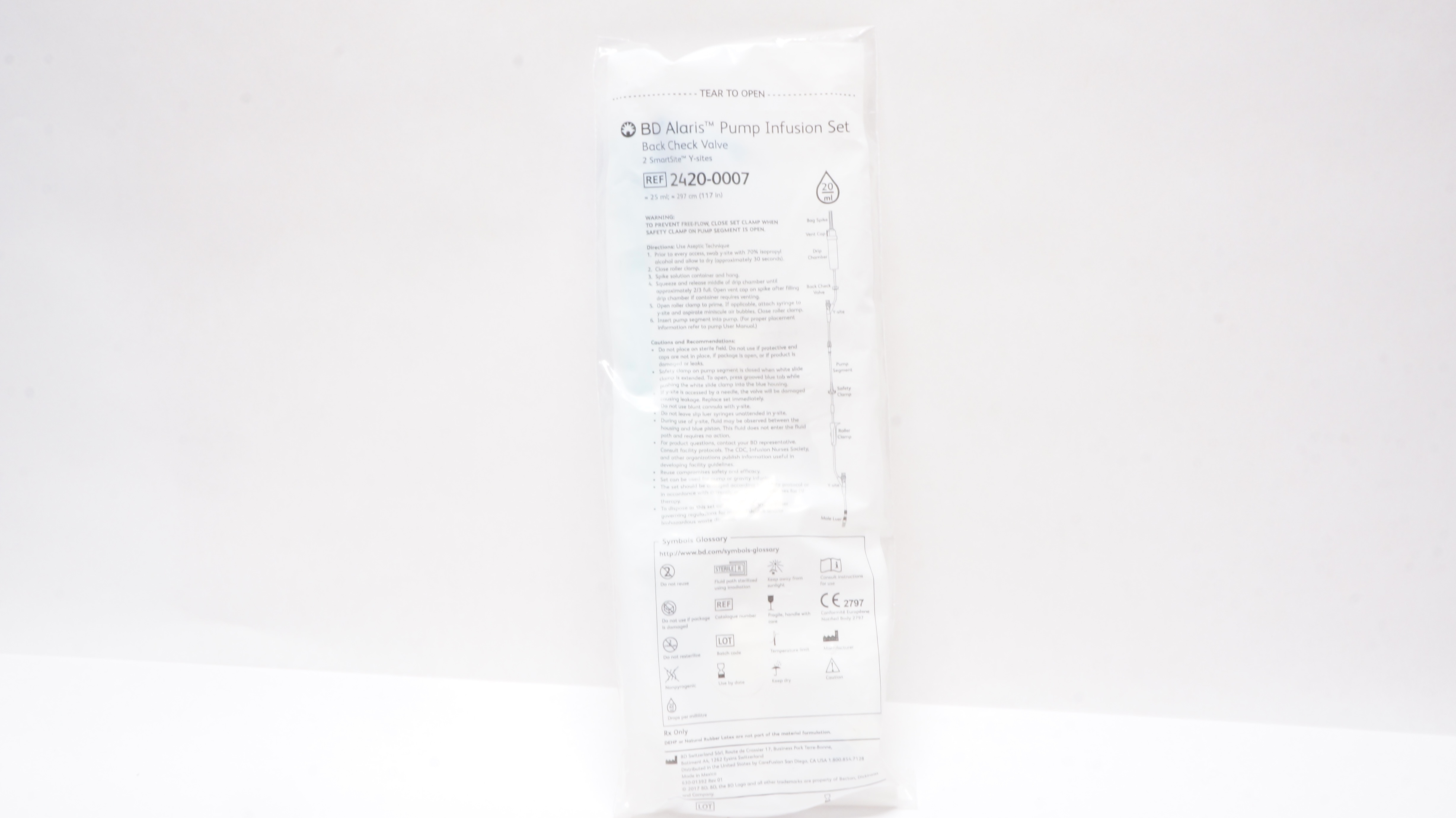 BD 2420-0007 Pump Infusion Set Back Check Valve 117inch x 25ml 20Drops/ml (x)