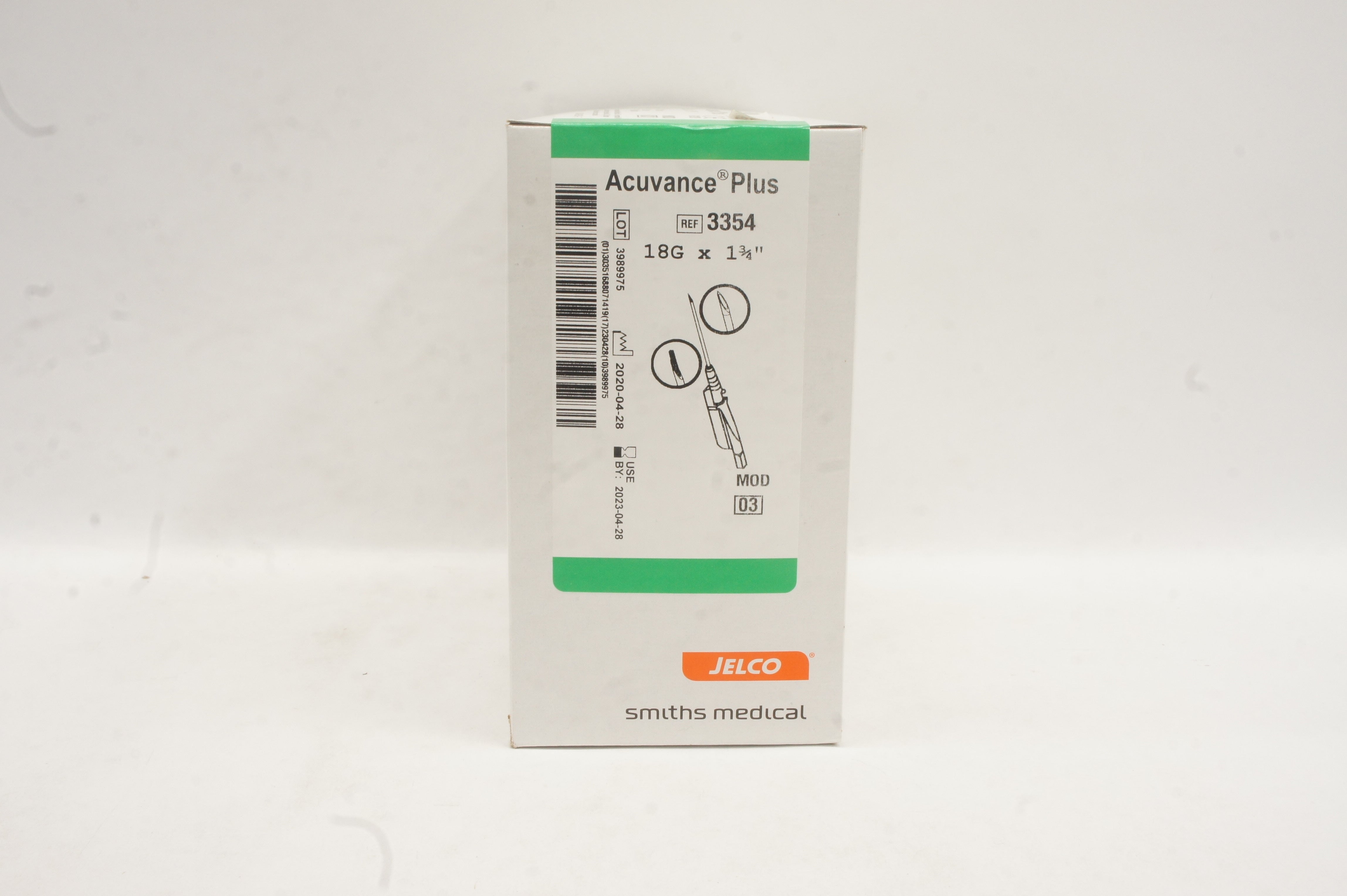 Smiths Medical 3354 JELCO Acuvance Plus IV Cath. 18G x 1-3/4inch (x) - Box of 50