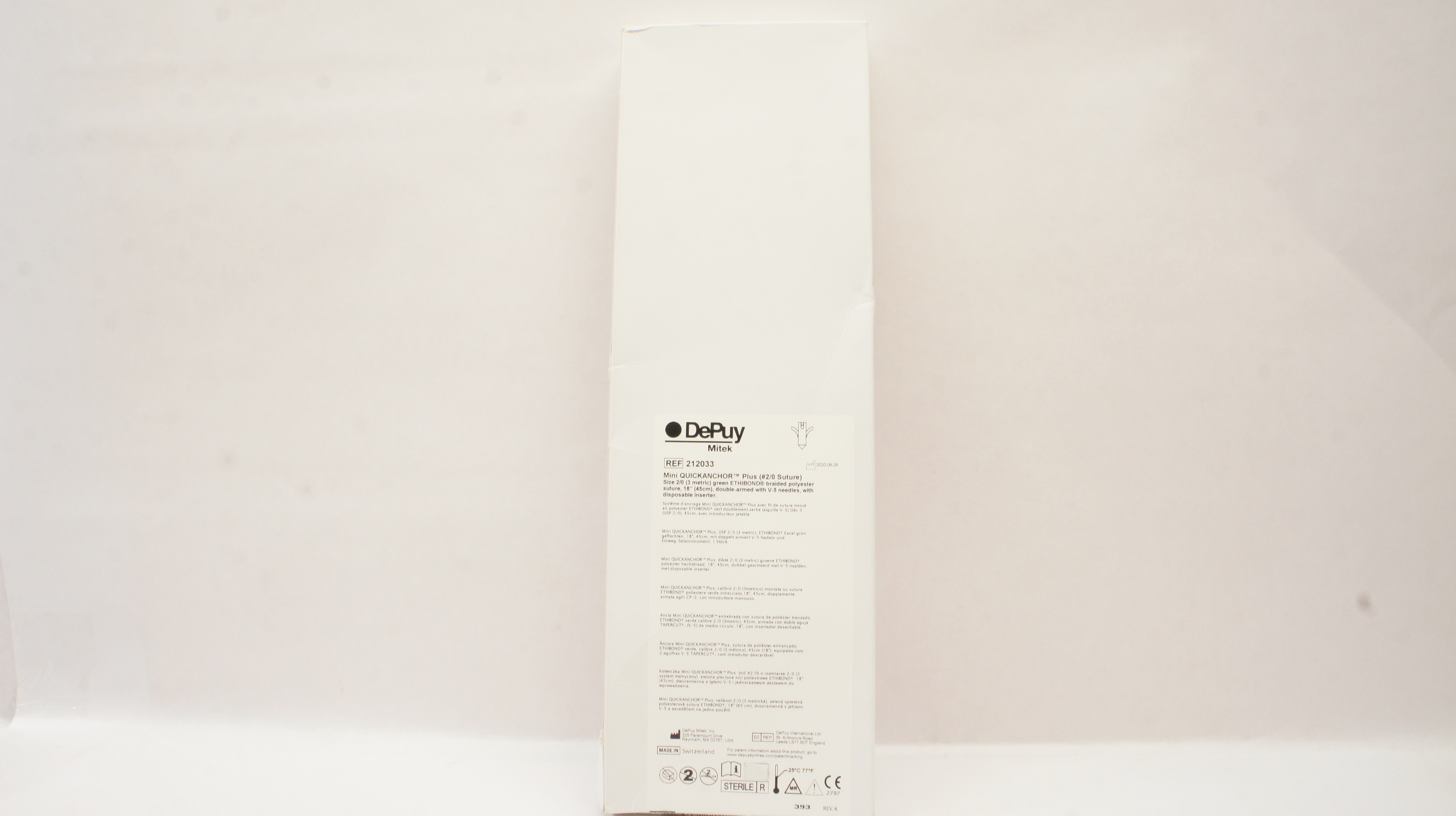 DePuy Mitek 212033 Mini Quickanchor Plus 2/0 Stre.