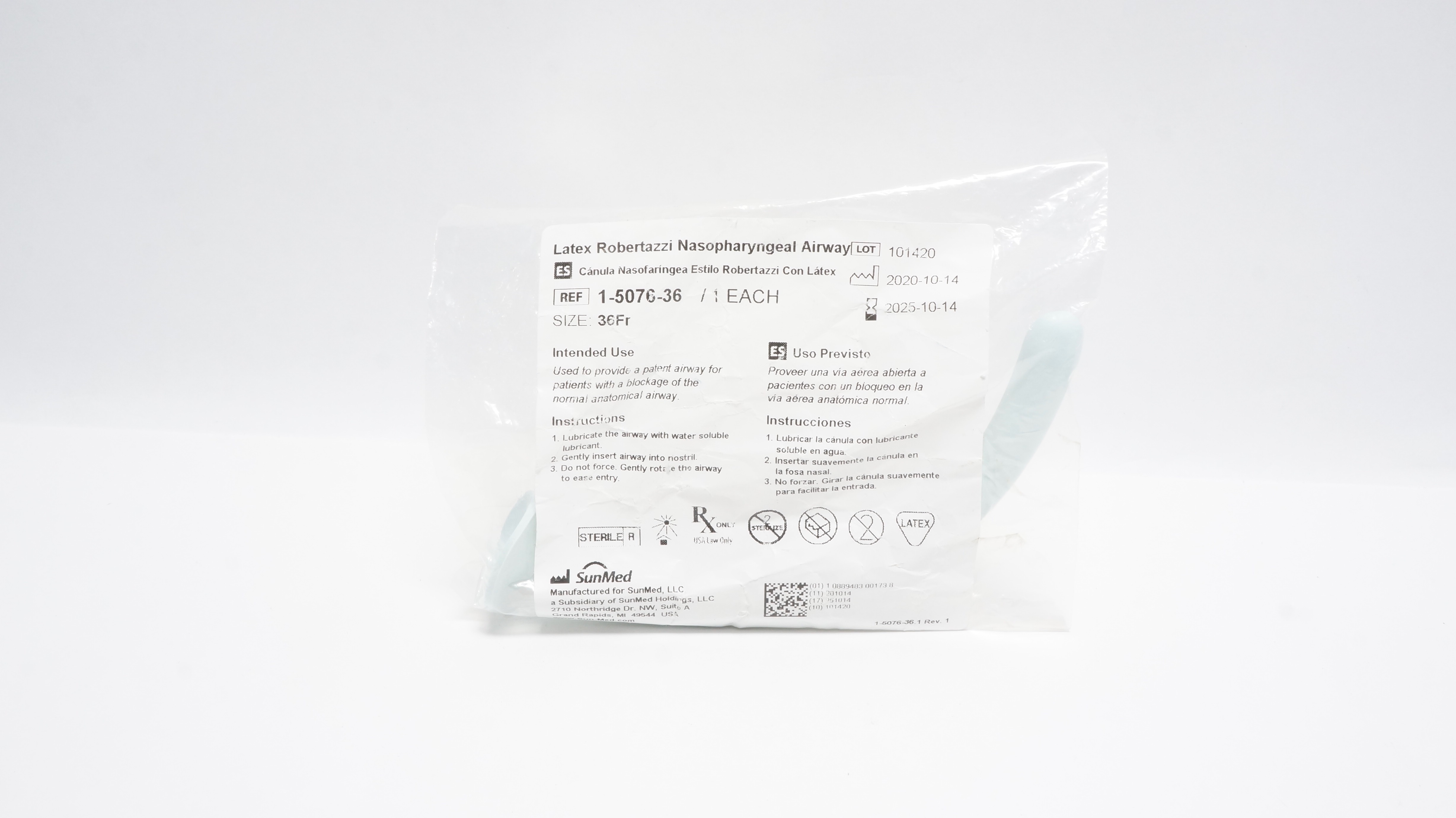 SunMed 1-5076-36 Latex Robertazzi Nasopharyngeal Airway 36Fr (x)