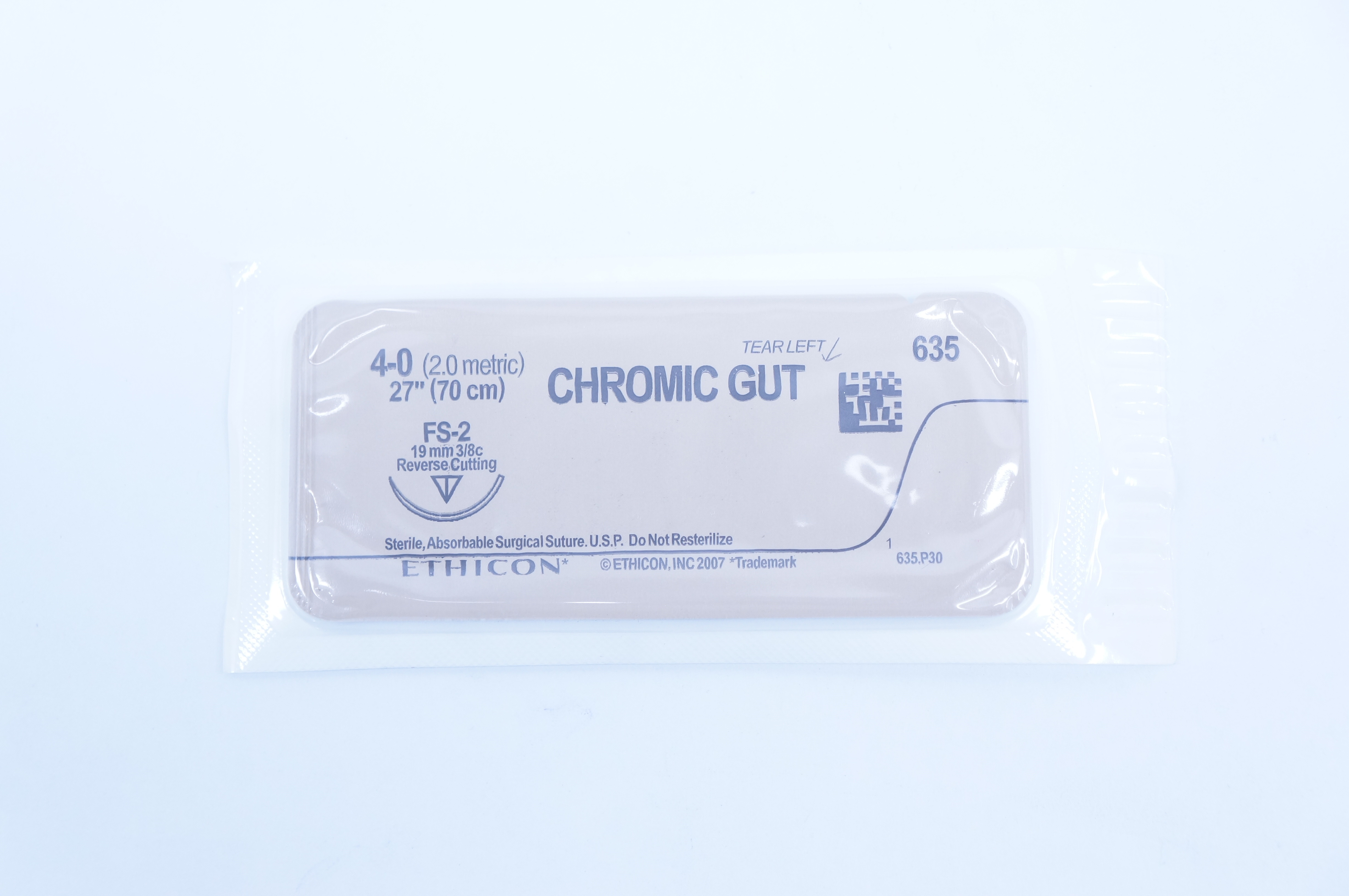 Ethicon 635 4-0 Chromic Gut FS-2 19mm 3/8c Reverse Cutting, 27inch (x)