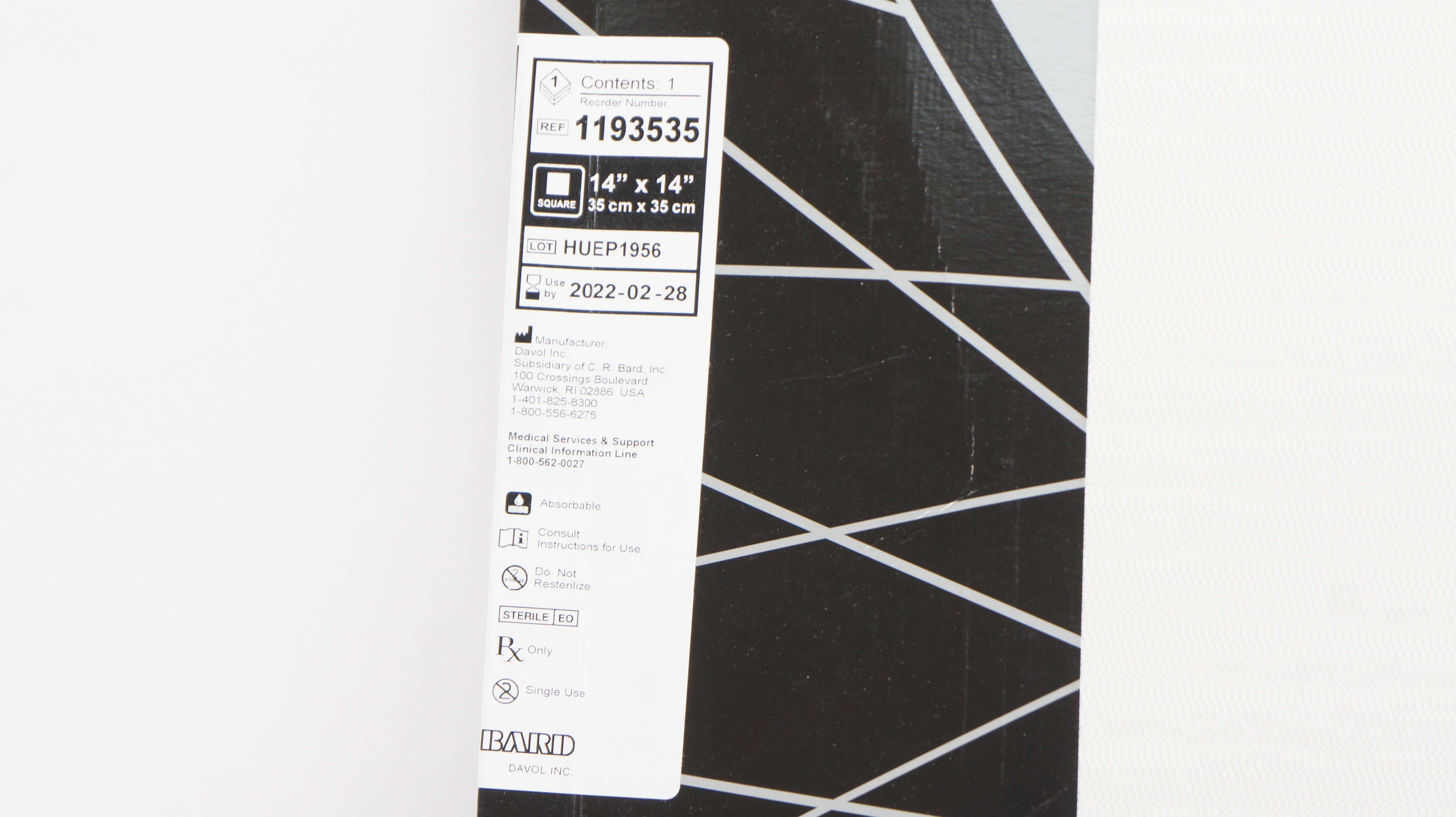 Bard 1193535 Phasix Mesh Fully Resorbable Implant 14 inch x 14 inch(x)
