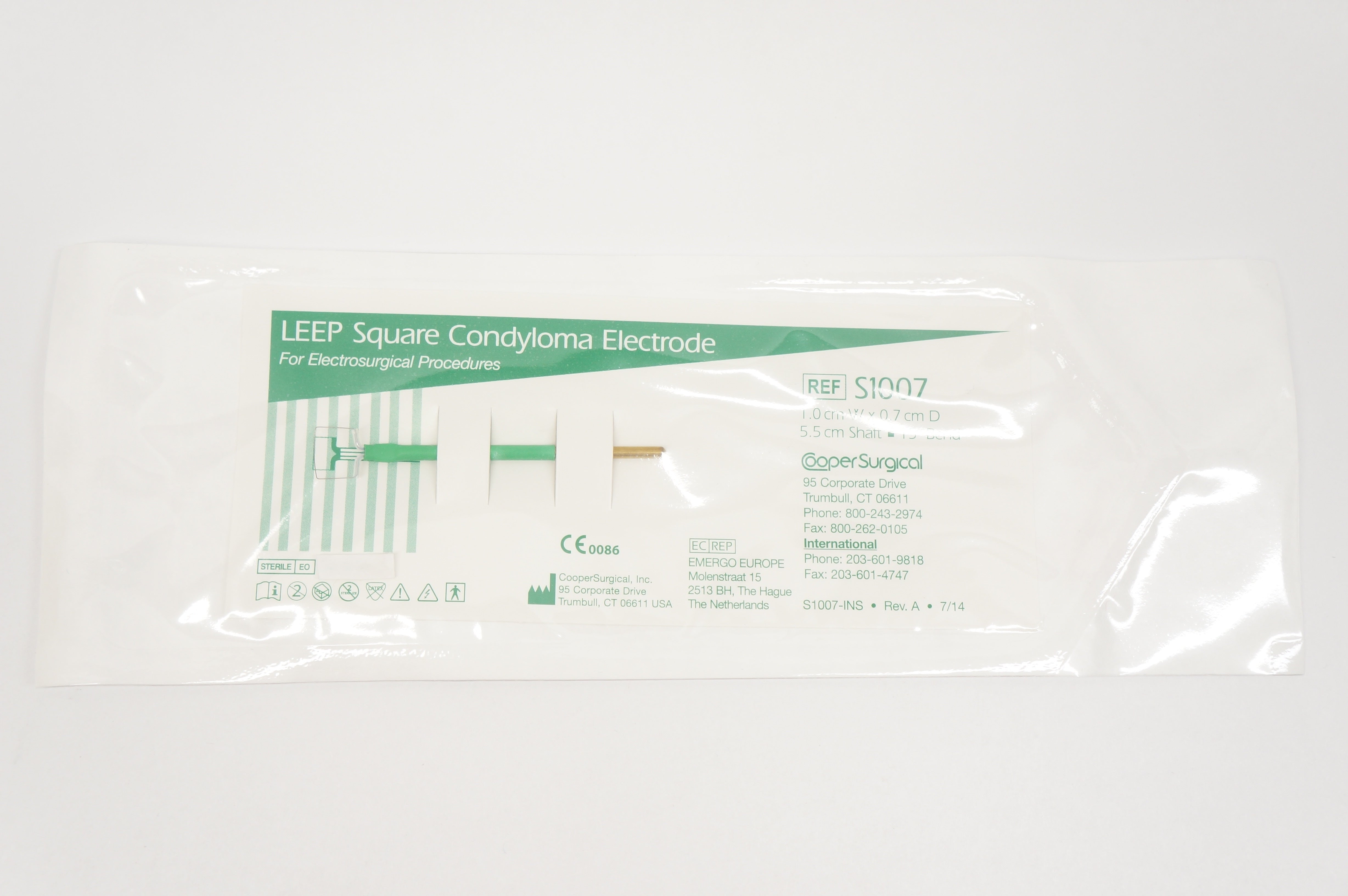 Cooper Surgical S1007 LEEP Square Condyloma Electrode 1.0cm W x 0.7cm D (x)