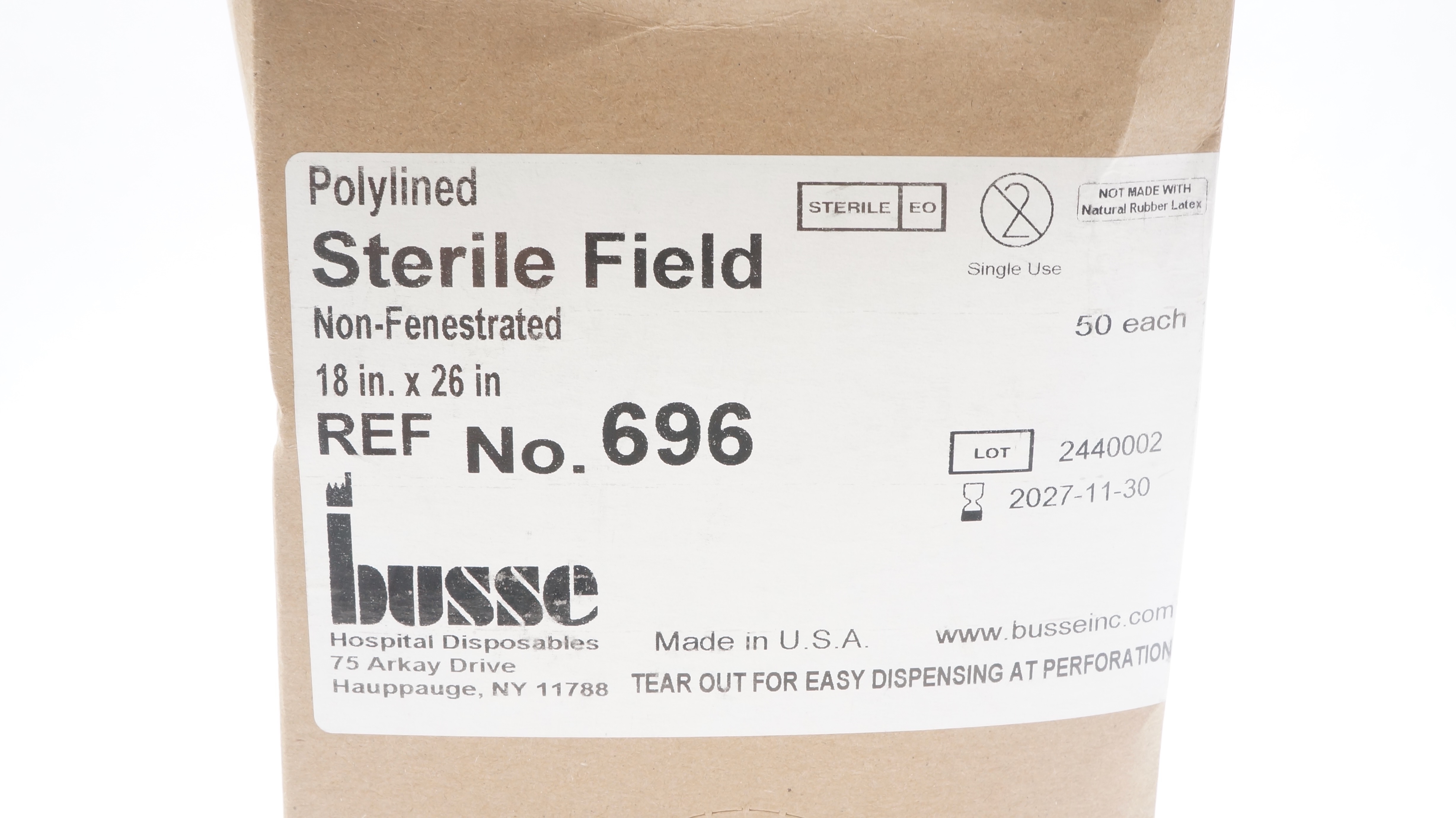 Busse 696 Polylined Sterile Field 18inch x 26inch - Box of 50