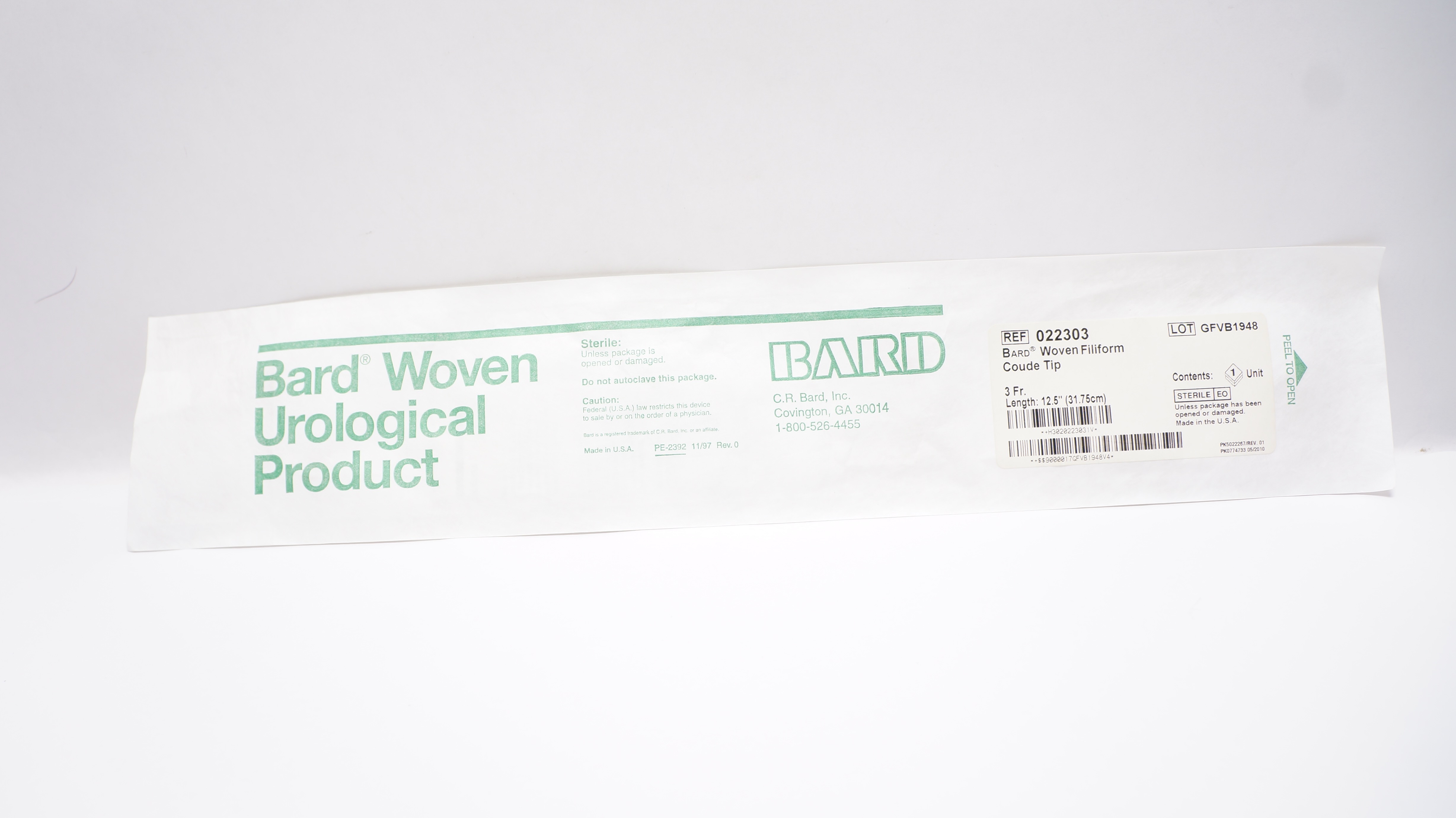Bard 022303 Woven Filiform Coude Tip 3Fr x 12.5inch