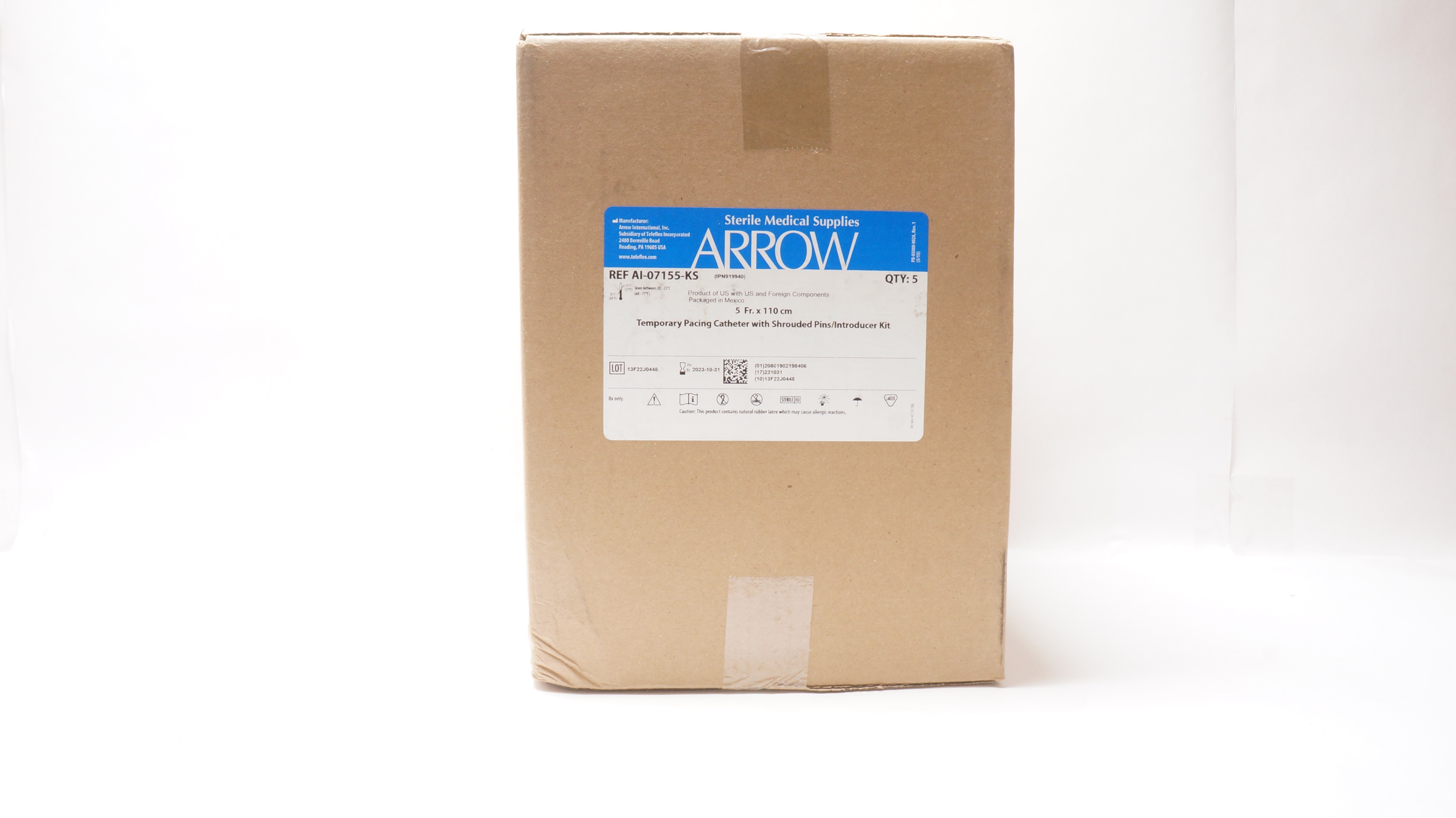 Arrow AI-07155-KS Temporary Pacing Cath. 5Fr x 6 Fr x .035inch x 110cm-Case of 5