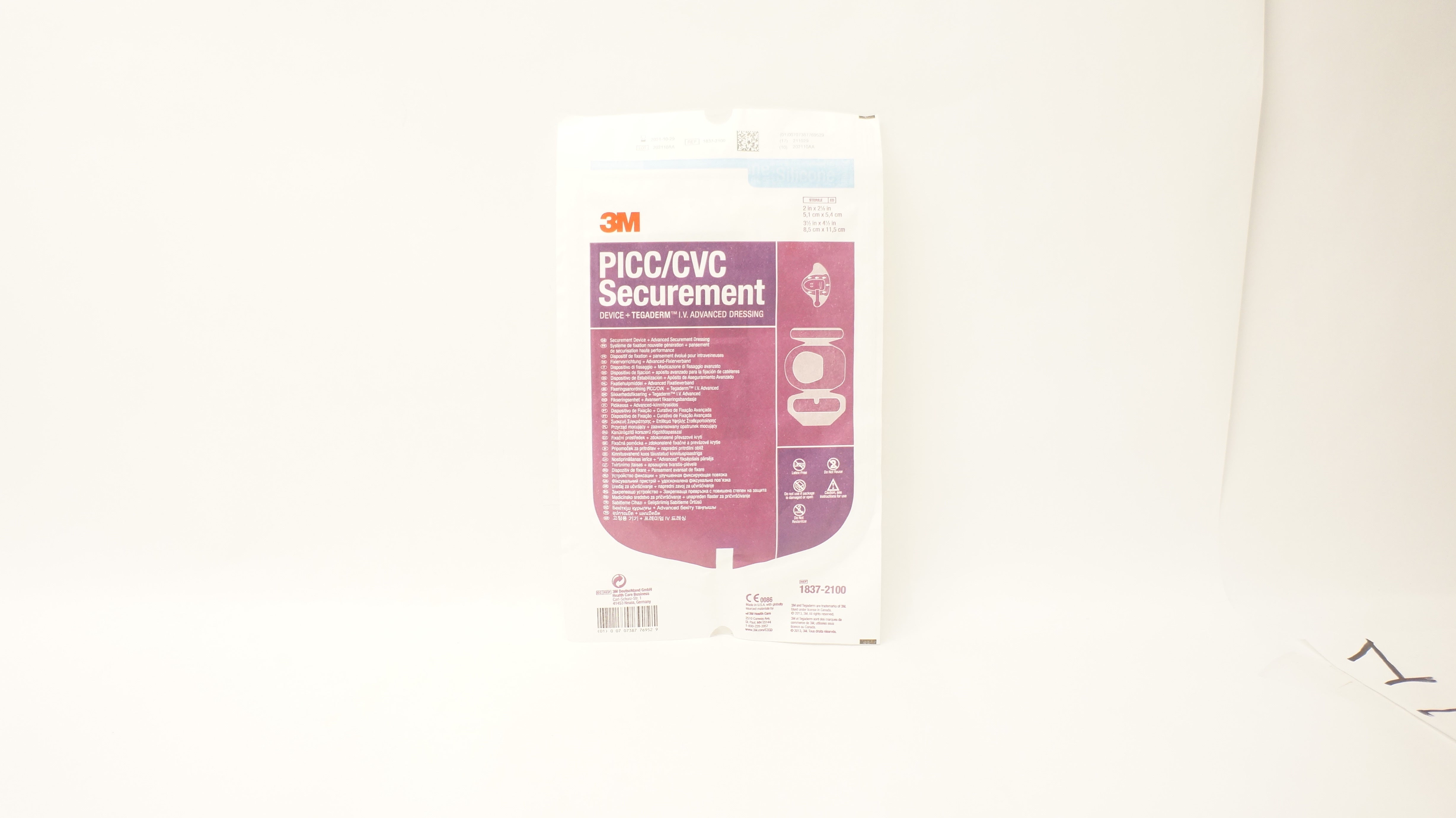 3M 1837-2100 PICC/CVC Securement Device Dressing 2 x 2 1/8inch (x)
