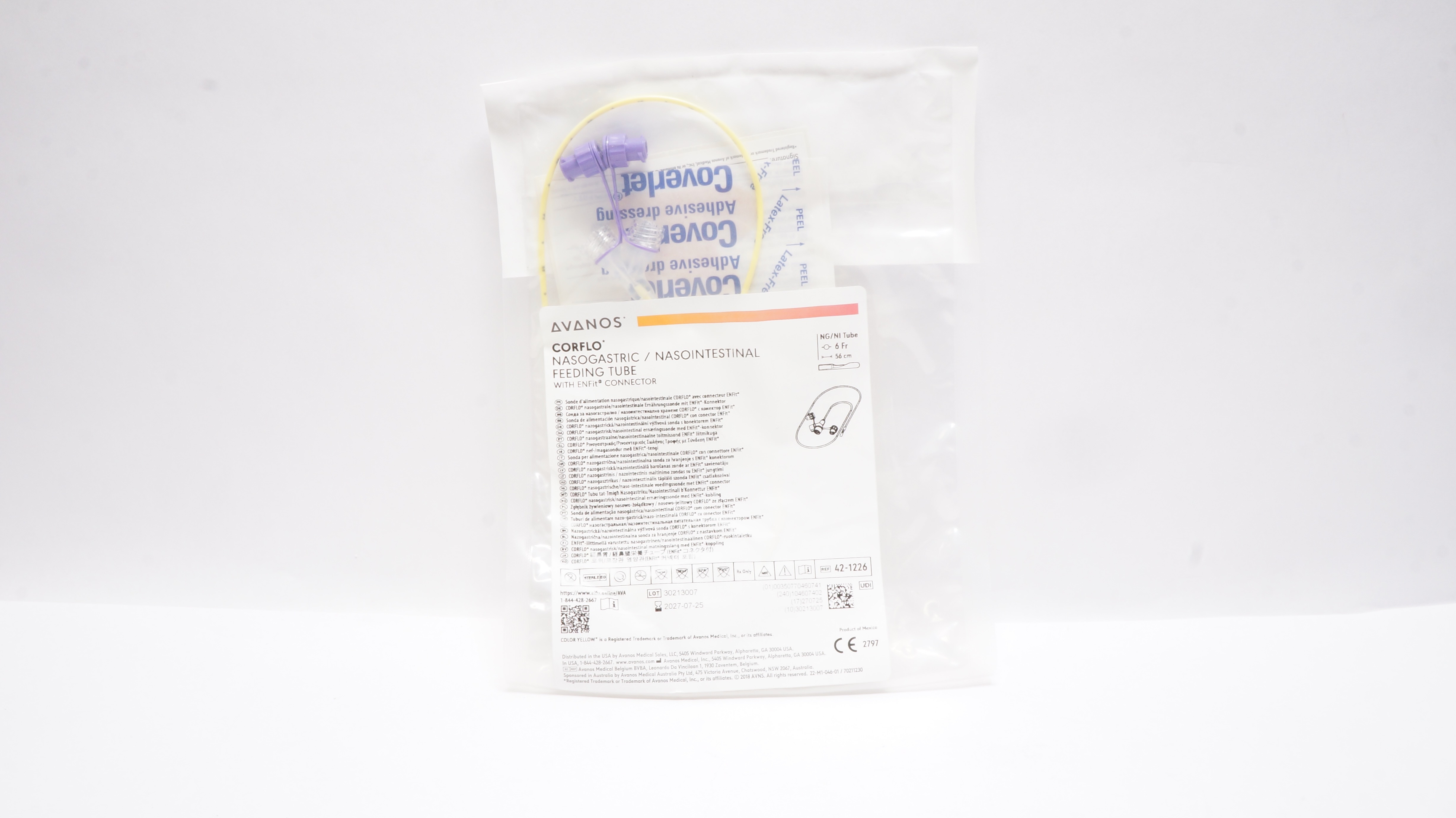 Avanos 42-1226 Corflo Nasogastric/ Nasointestinal Feeding Tube 6Fr x 56cm