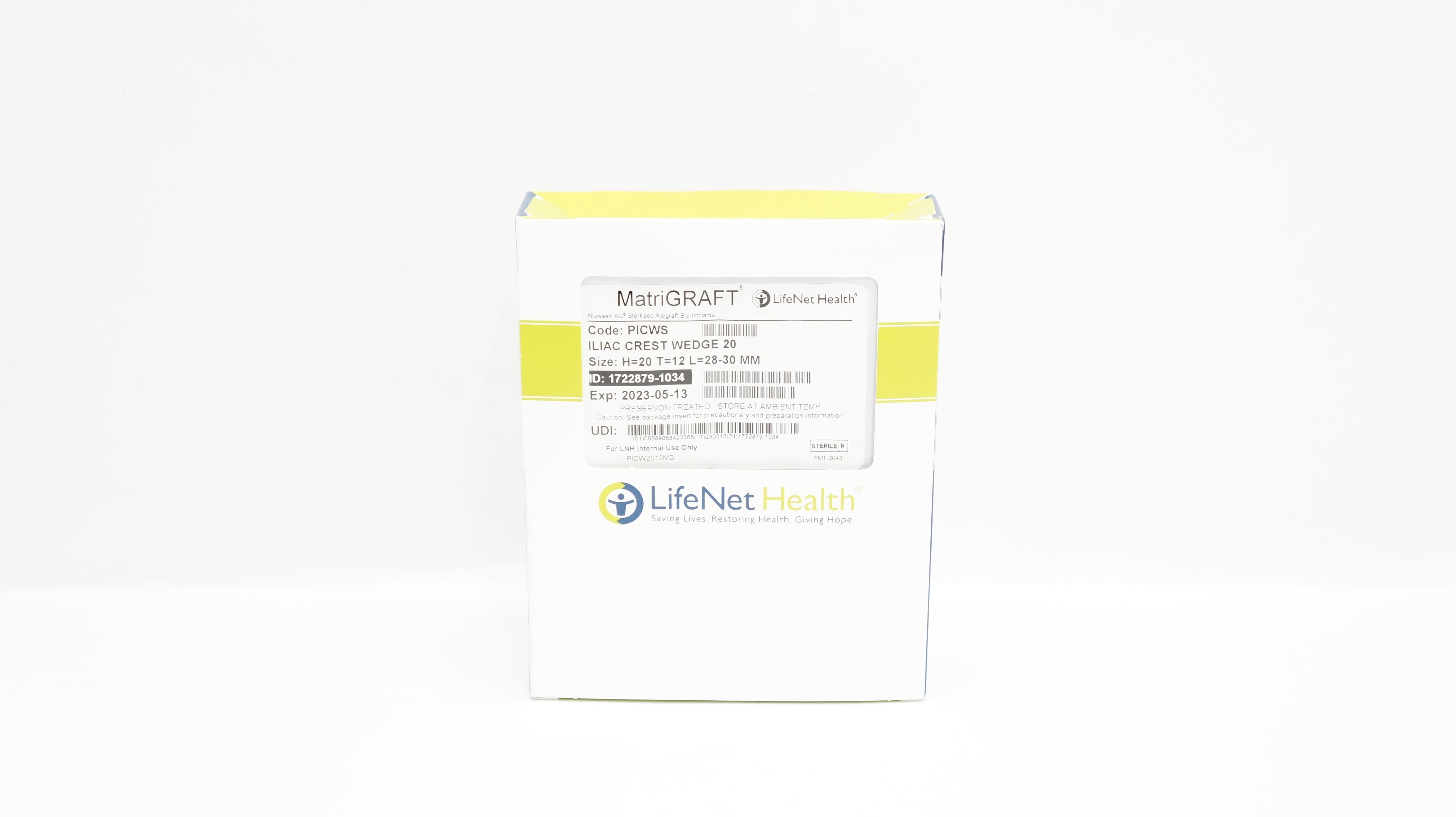 LifeNetHealth 1722879-1034 MatriGraft PICWS Iliac Crest Wedge 20mmx12mmx30mm (x)