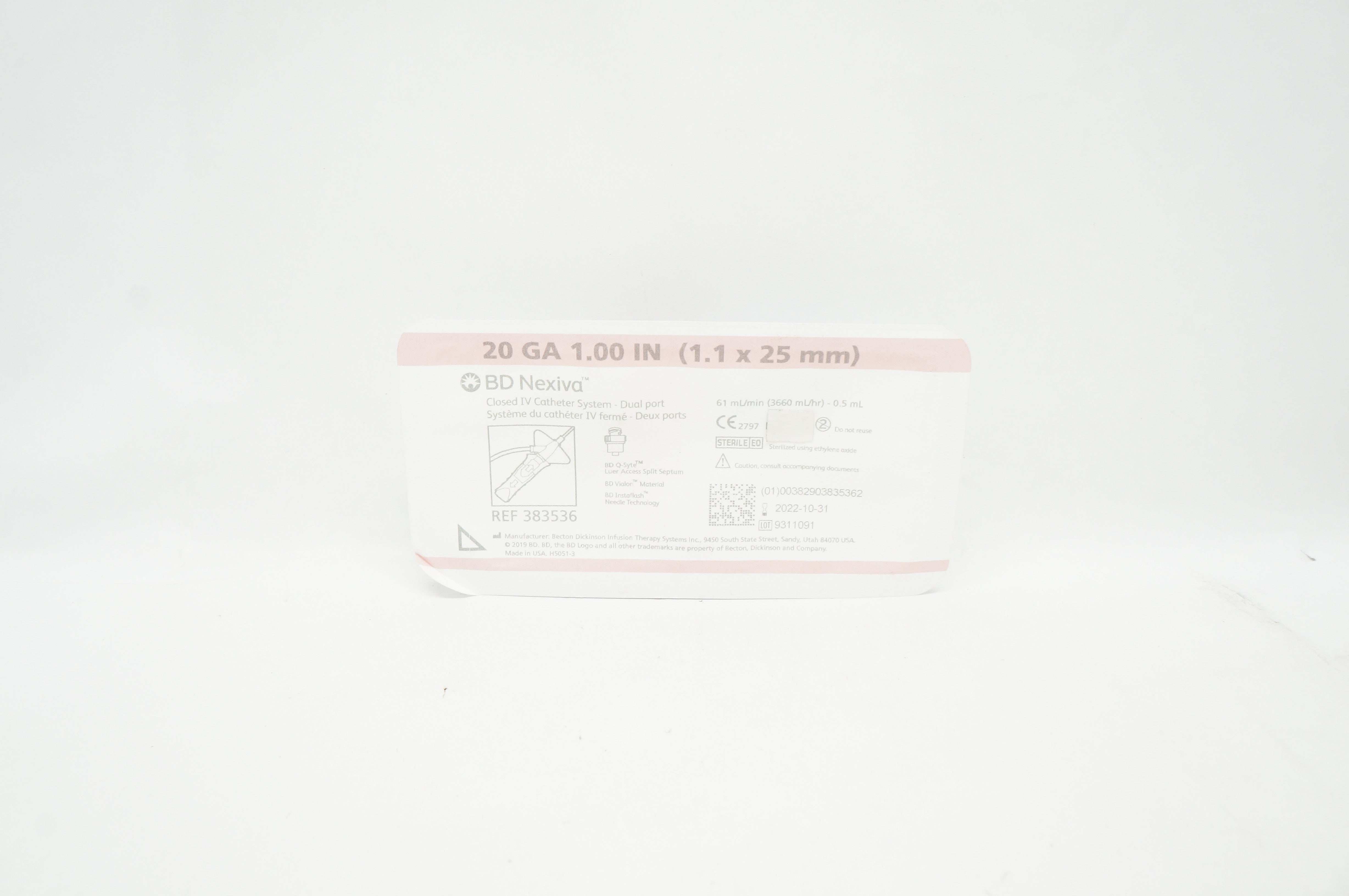 BD 383536 Nexiva Closed IV Cath. System 20 Ga. x 1.00 inch (x)