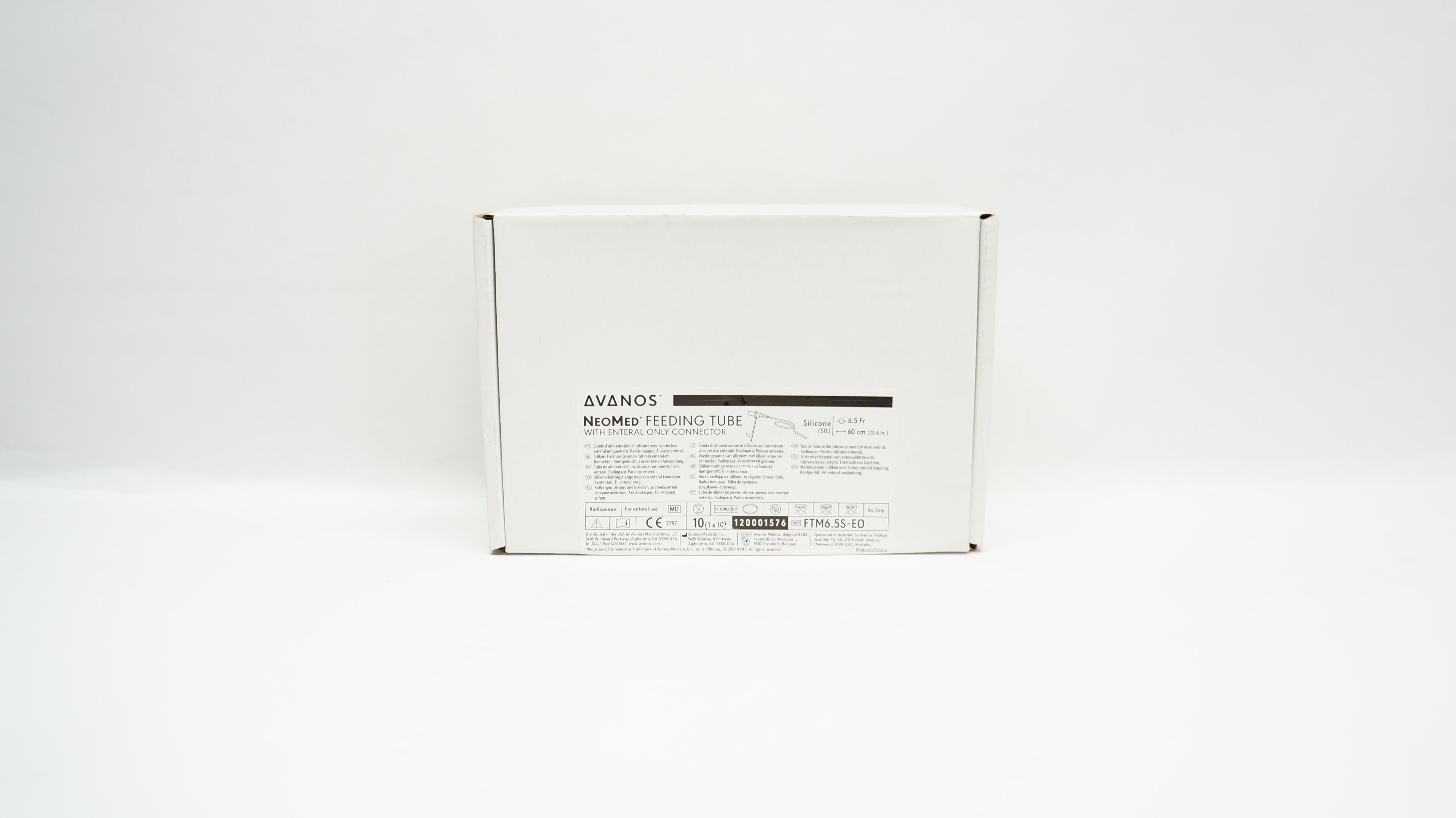 NeoMed FTM6.5S-EO Radiopaque SIL Enteral Feeding Tube 6.5.0Fr. x 60cm -Box of 9