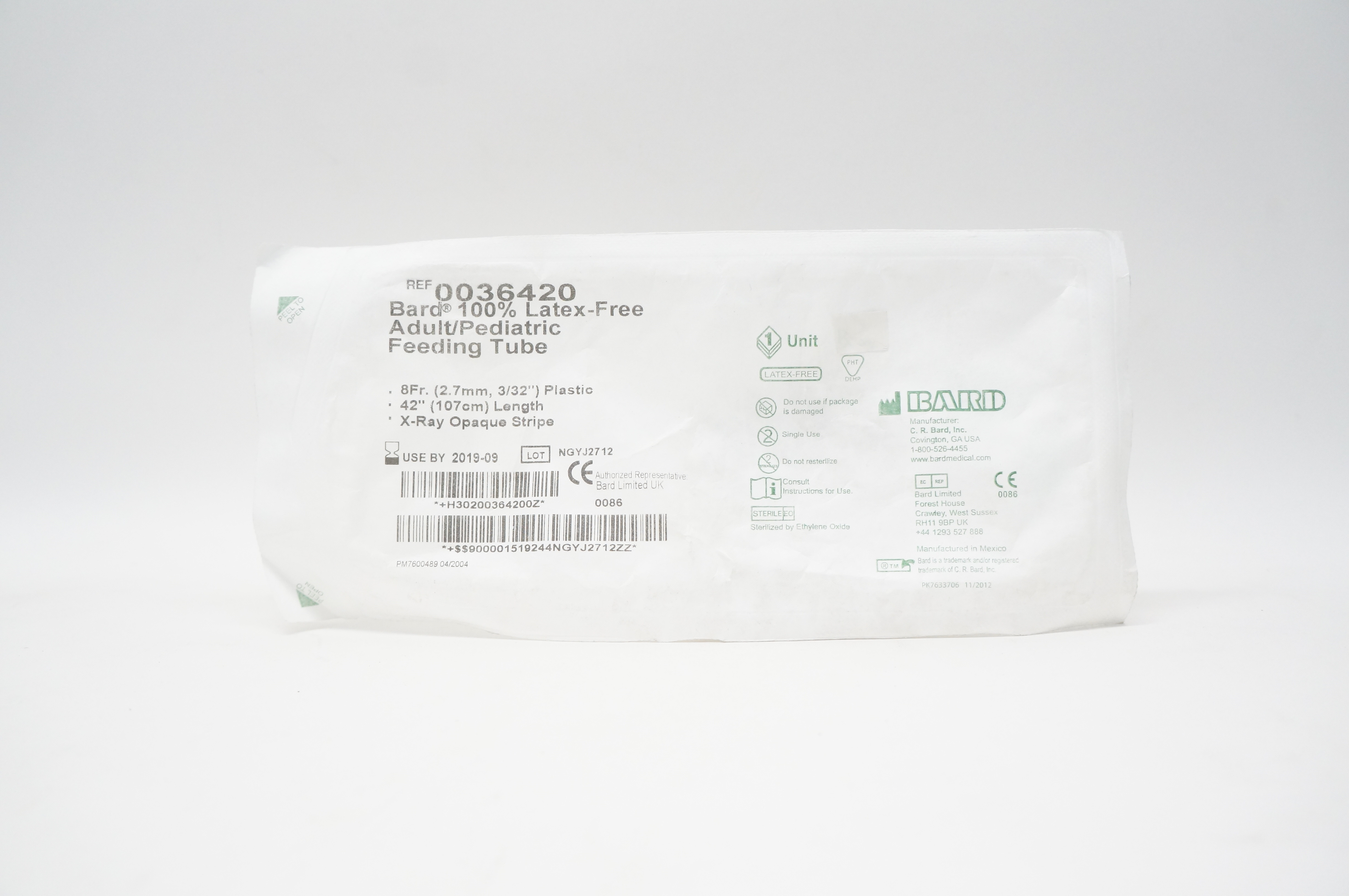 Bard 0036420 Latex-Free Adult/Pediatric Feeding Tube 8Fr. x 42inch (x)
