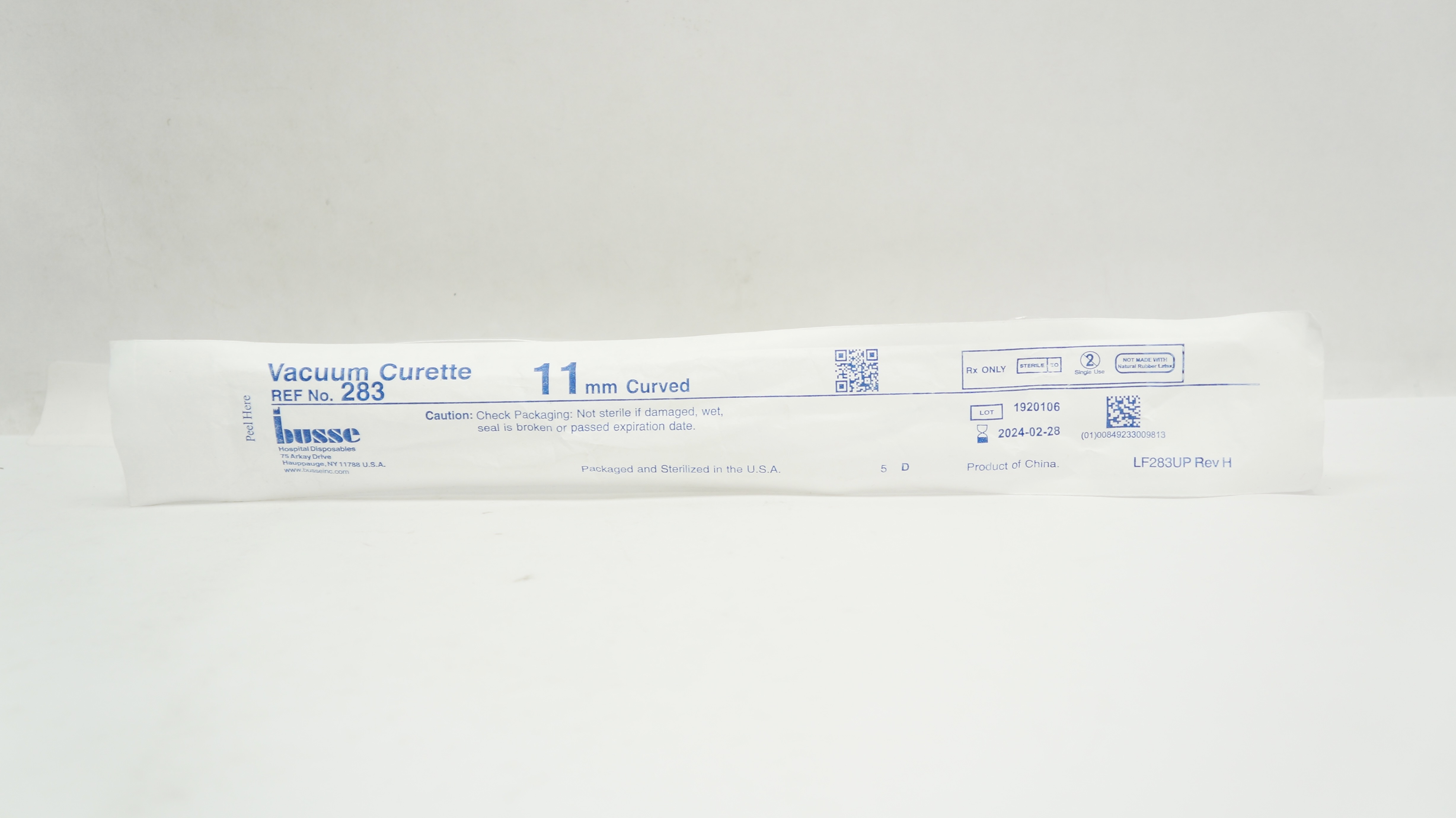 Busse 283 Vacuum Curette 11mm Curved