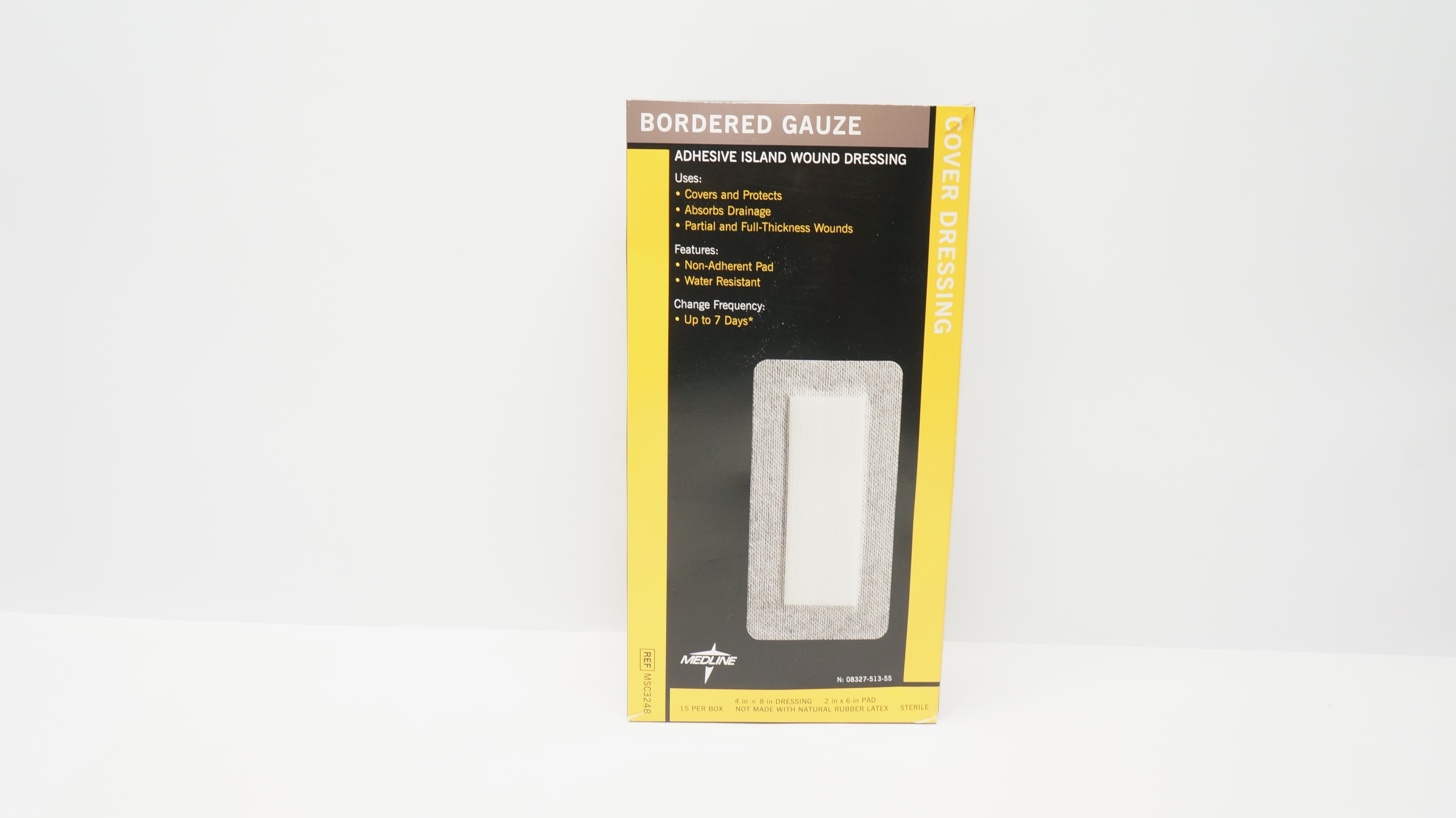 Medline MSC3248 Bordered Gauze, Adhesive Island Wound Dressing, 4x 8in- Box of 3