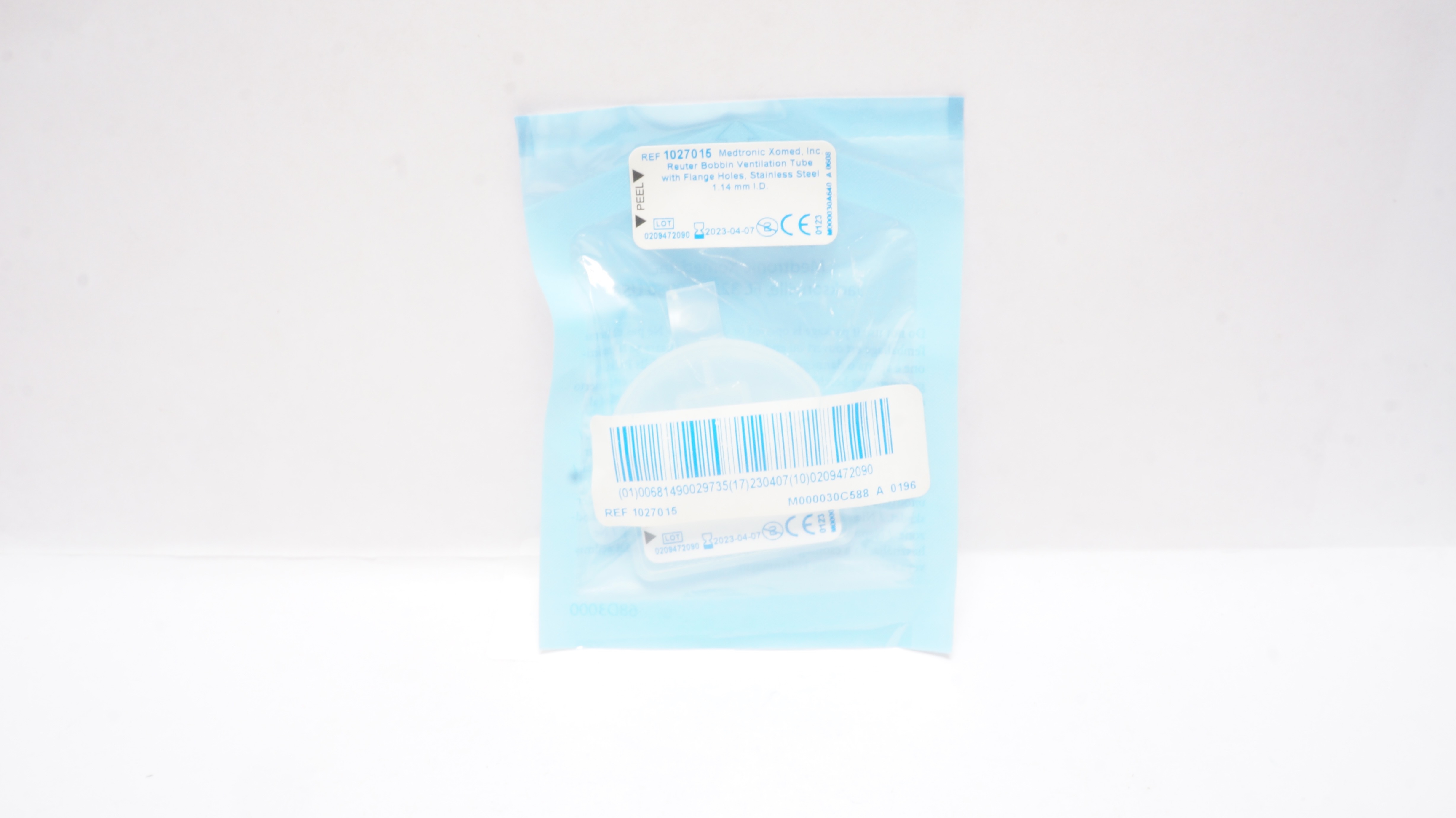 Medtronic 1027015 Reuter Bobbin Ventilation Tube w/Flange Holes 1.14mm ID (x)
