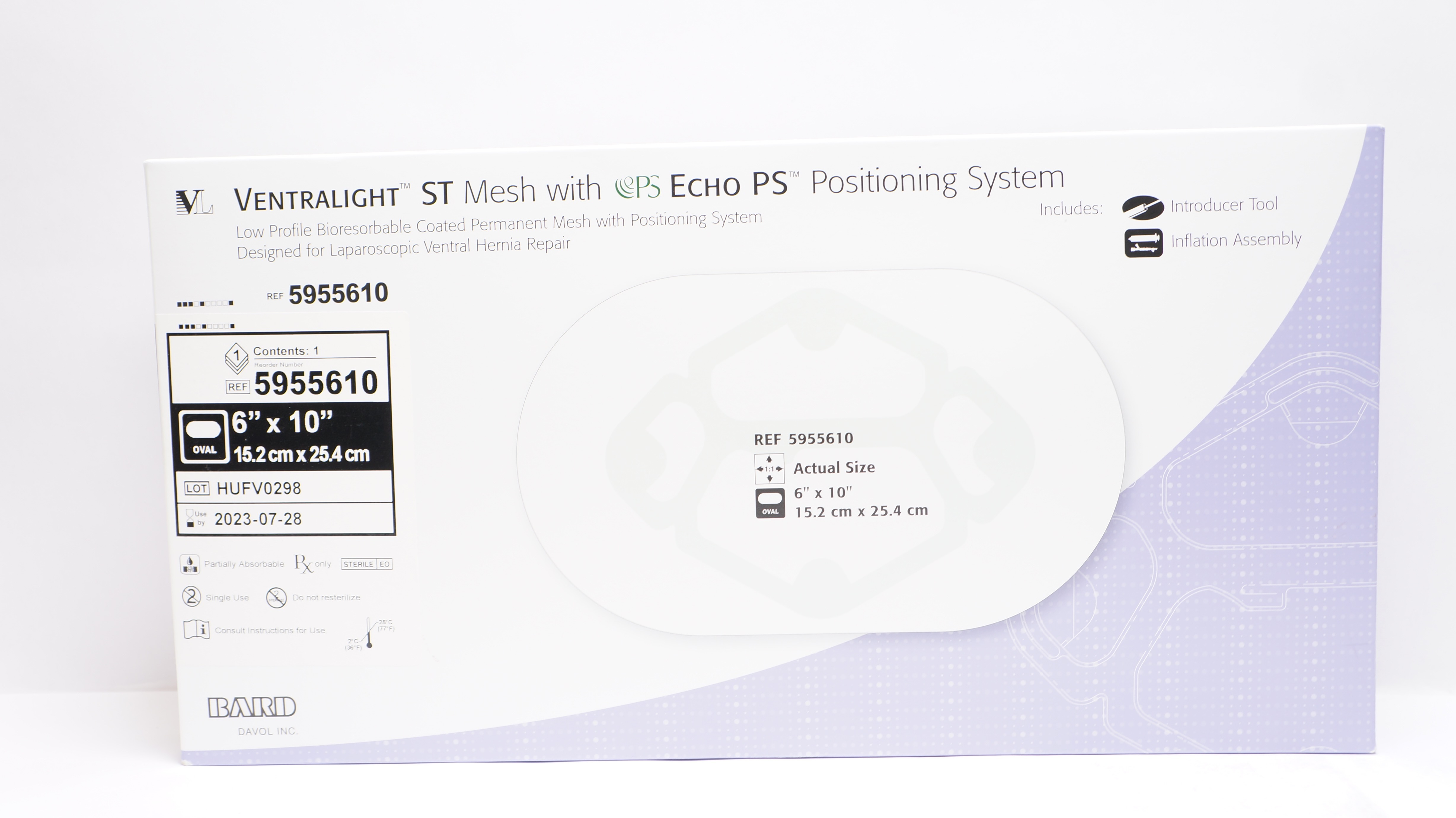 Bard 5955610 Ventralight ST Mesh with PS Echo PS 6inch x 10inch (x)