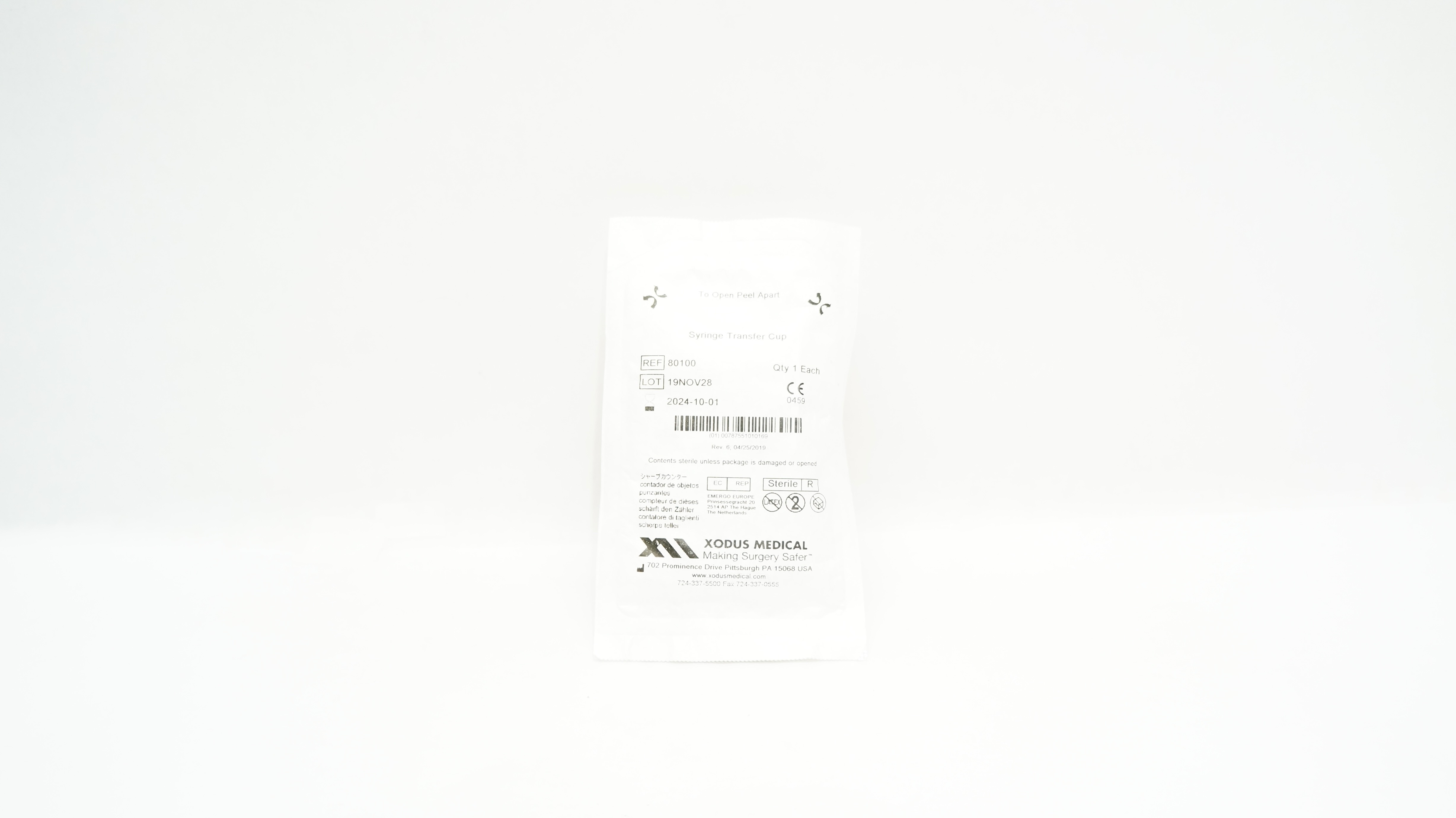 Xodus Medical 80100 Syringe Transfer Cup